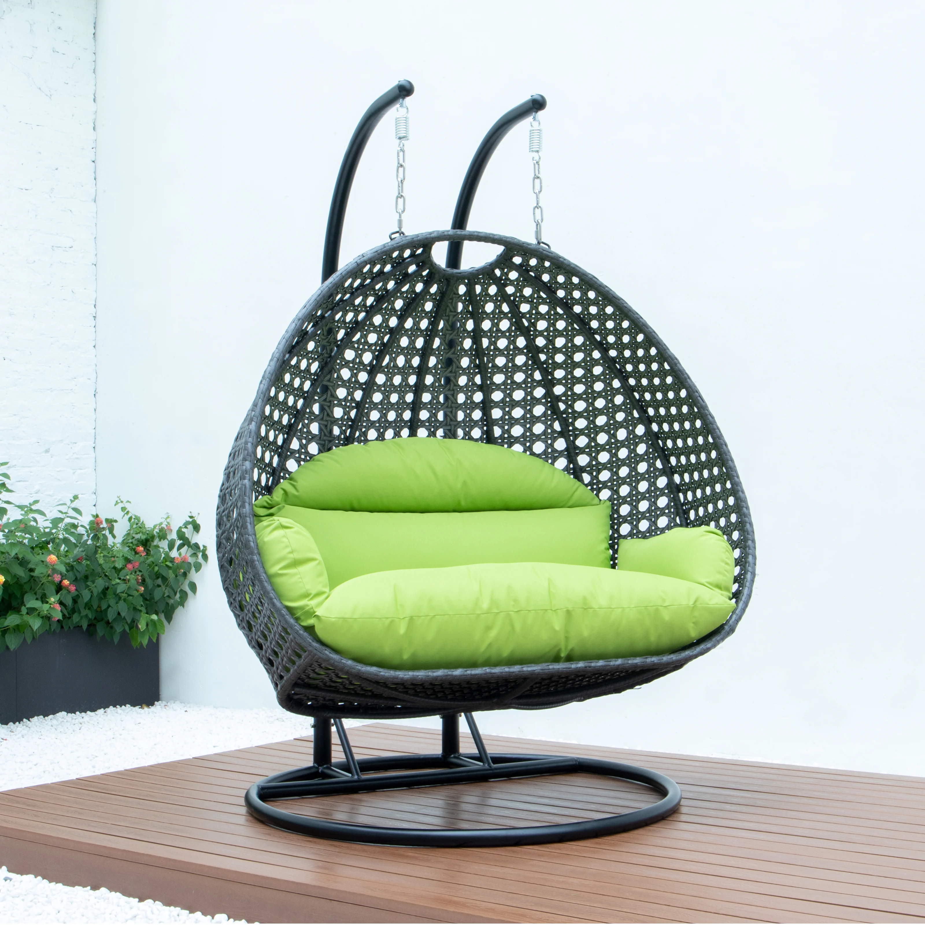 Charcoal Wicker Hanging 2 person Egg Swing Chair