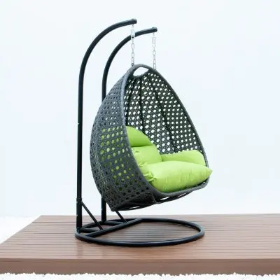 Charcoal Wicker Hanging 2 person Egg Swing Chair