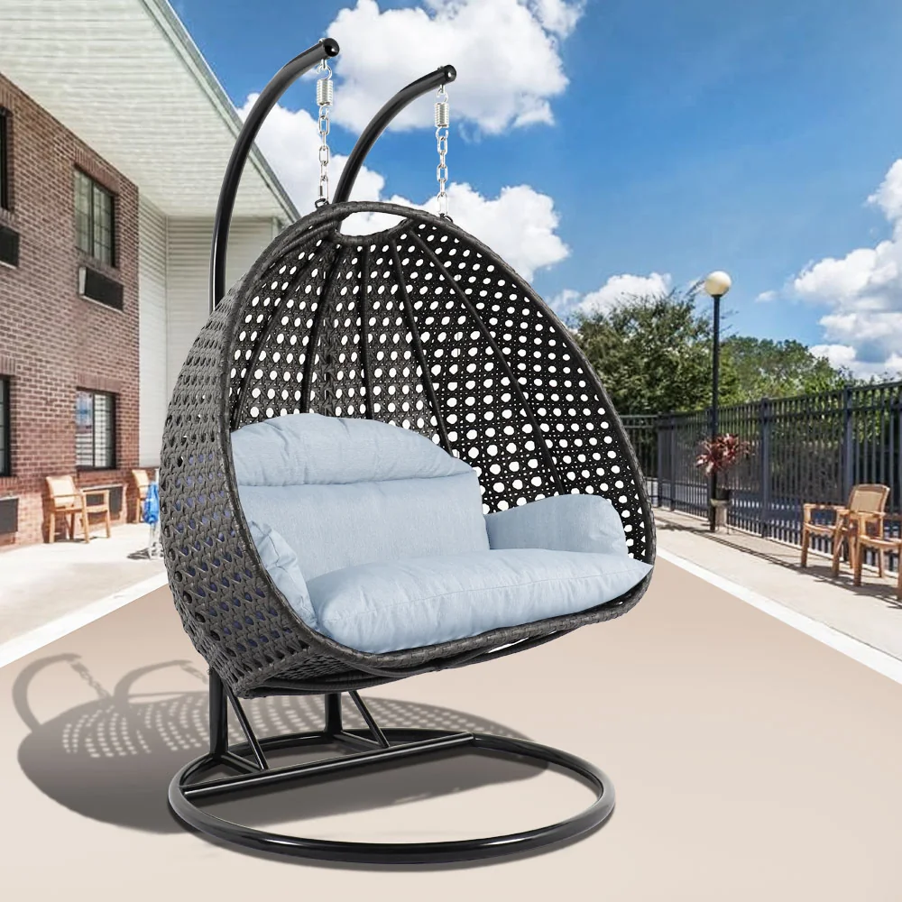 Charcoal Wicker Hanging 2 person Egg Swing Chair