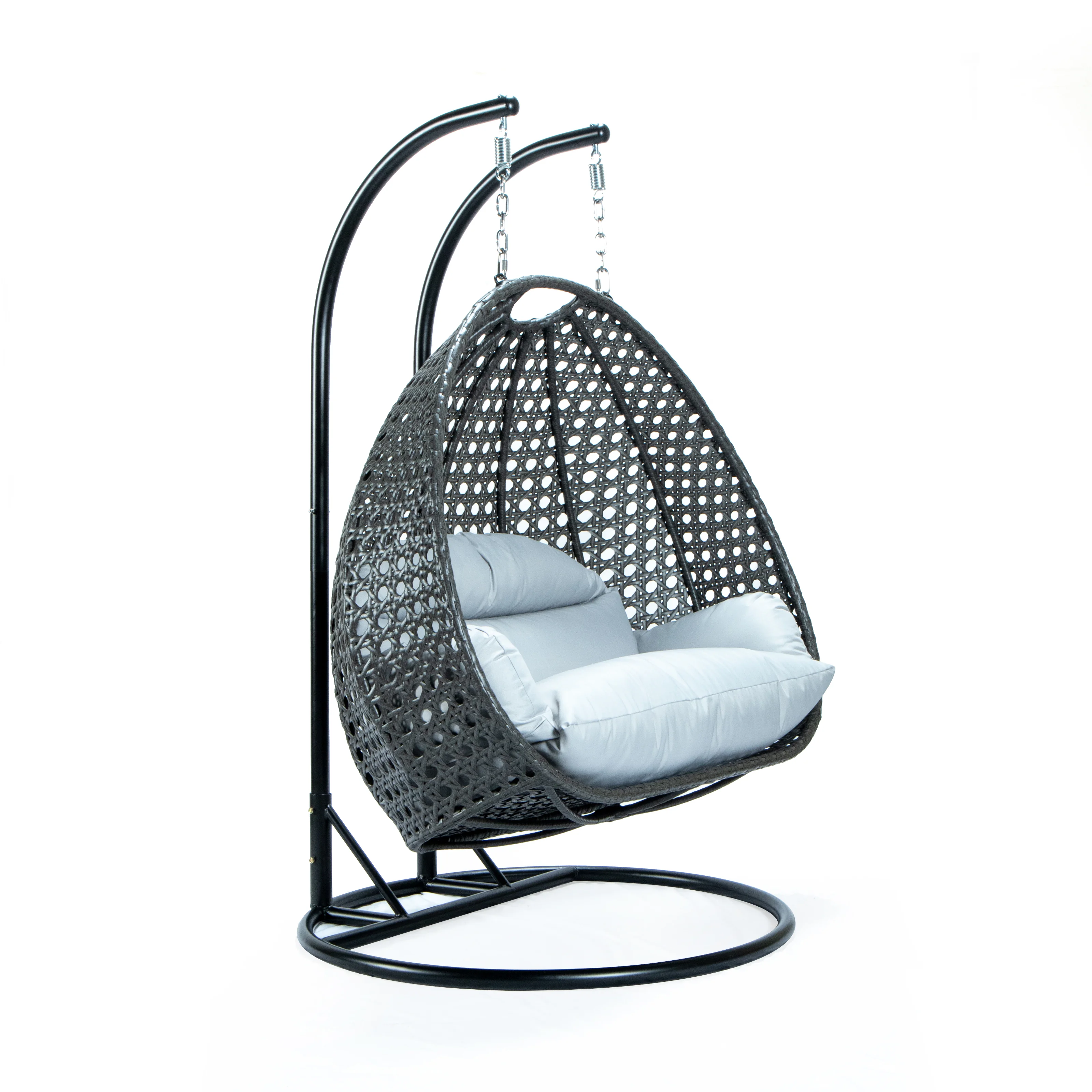 Charcoal Wicker Hanging 2 person Egg Swing Chair