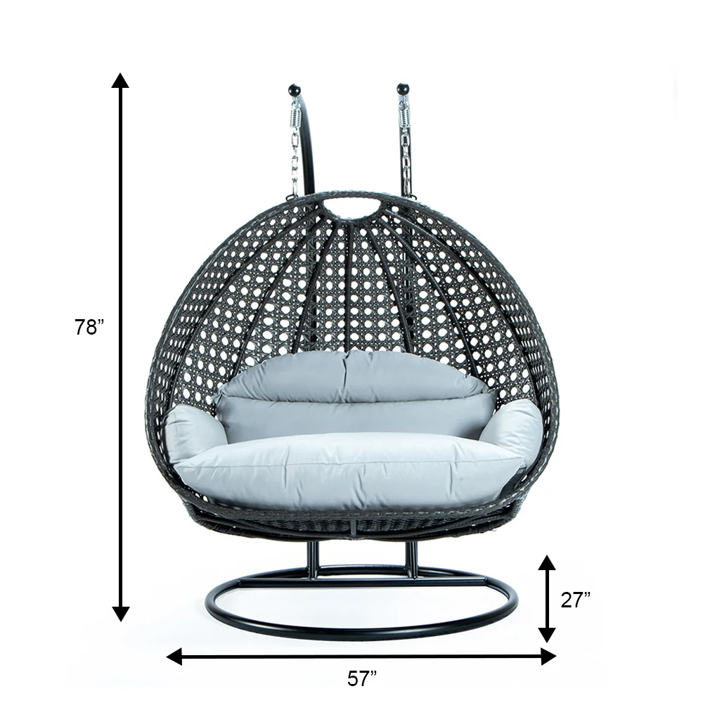 Charcoal Wicker Hanging 2 person Egg Swing Chair