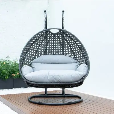 Charcoal Wicker Hanging 2 person Egg Swing Chair