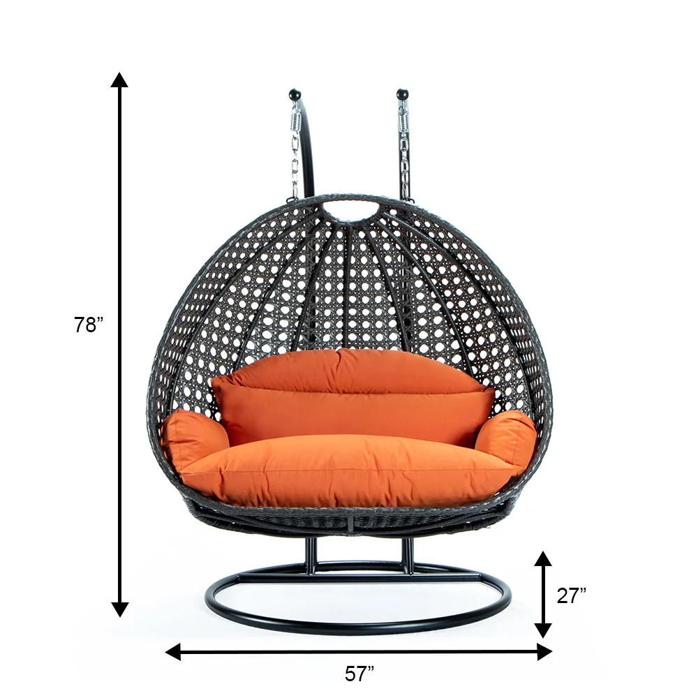 Charcoal Wicker Hanging 2 person Egg Swing Chair