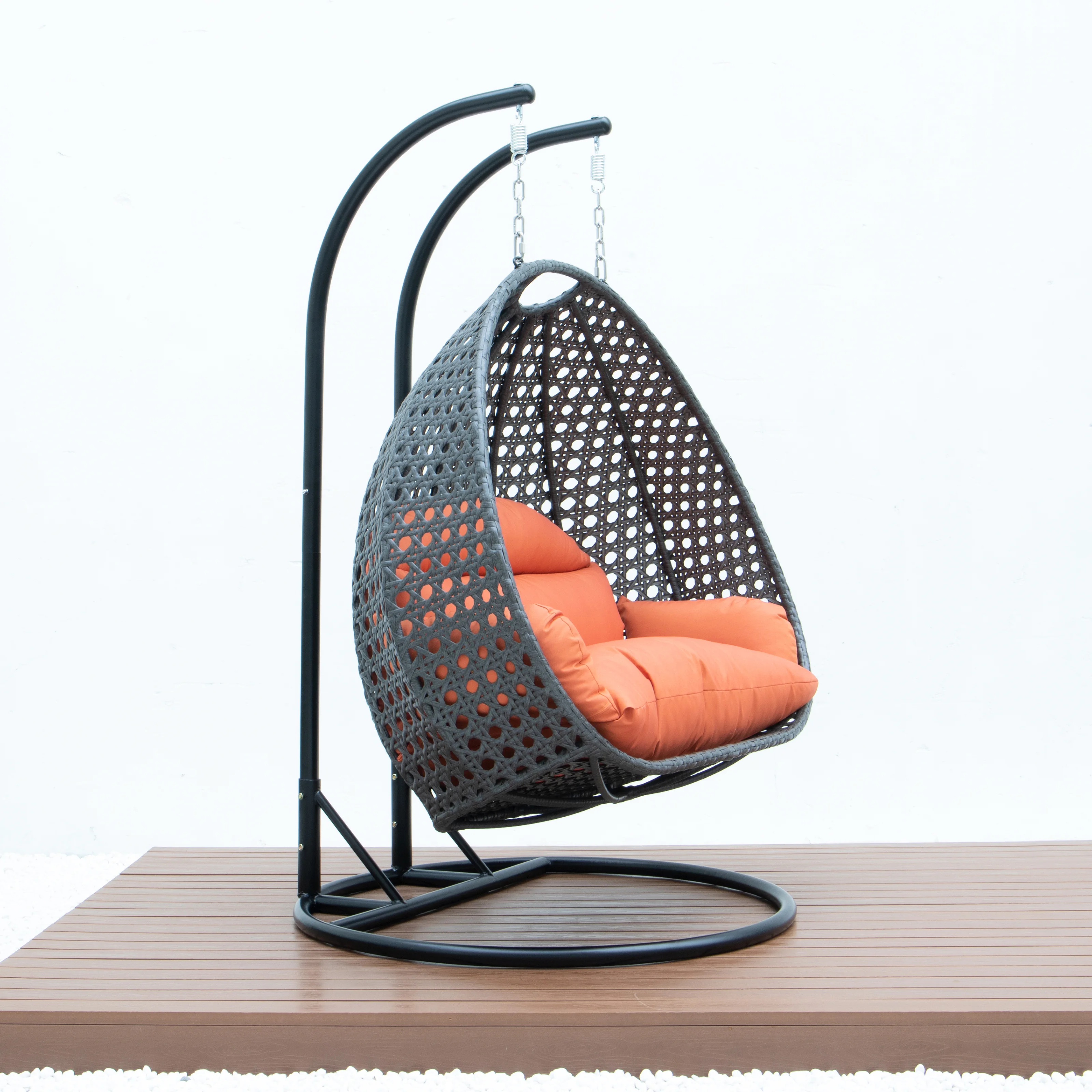 Charcoal Wicker Hanging 2 person Egg Swing Chair