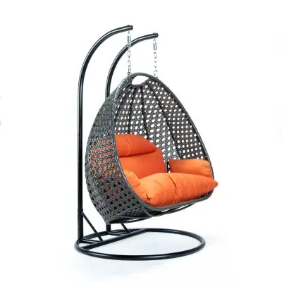 Charcoal Wicker Hanging 2 person Egg Swing Chair