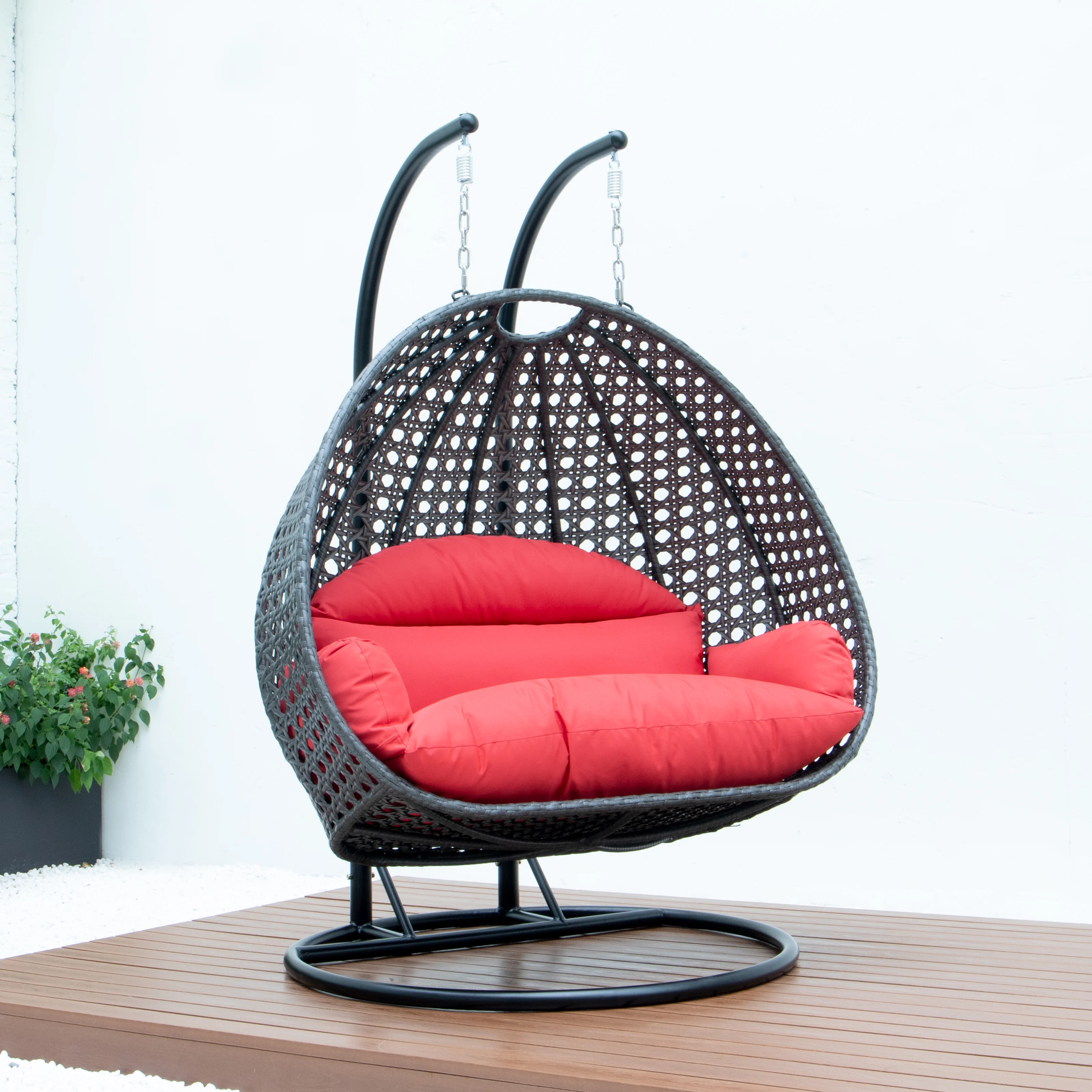 Charcoal Wicker Hanging 2 person Egg Swing Chair
