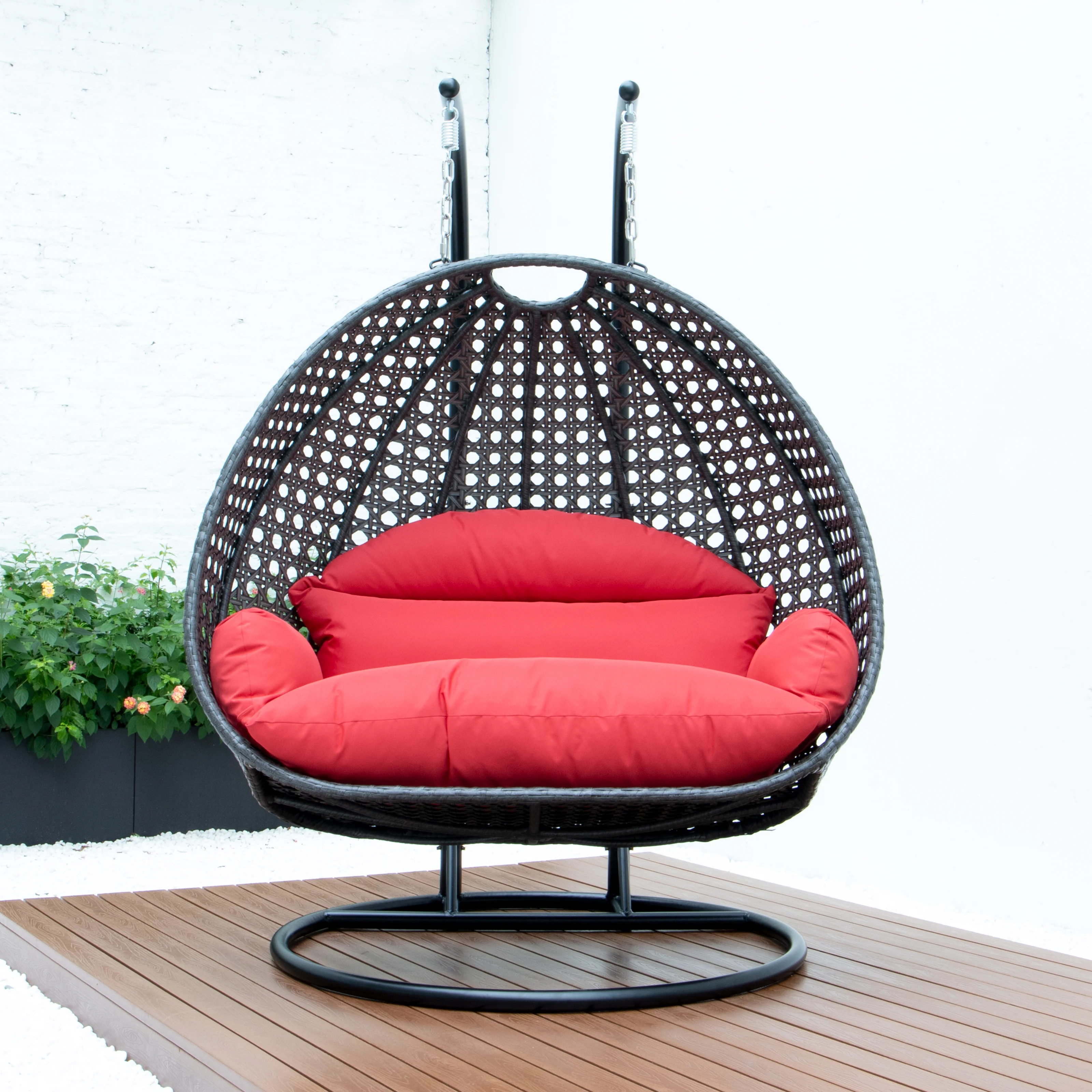 Charcoal Wicker Hanging 2 person Egg Swing Chair