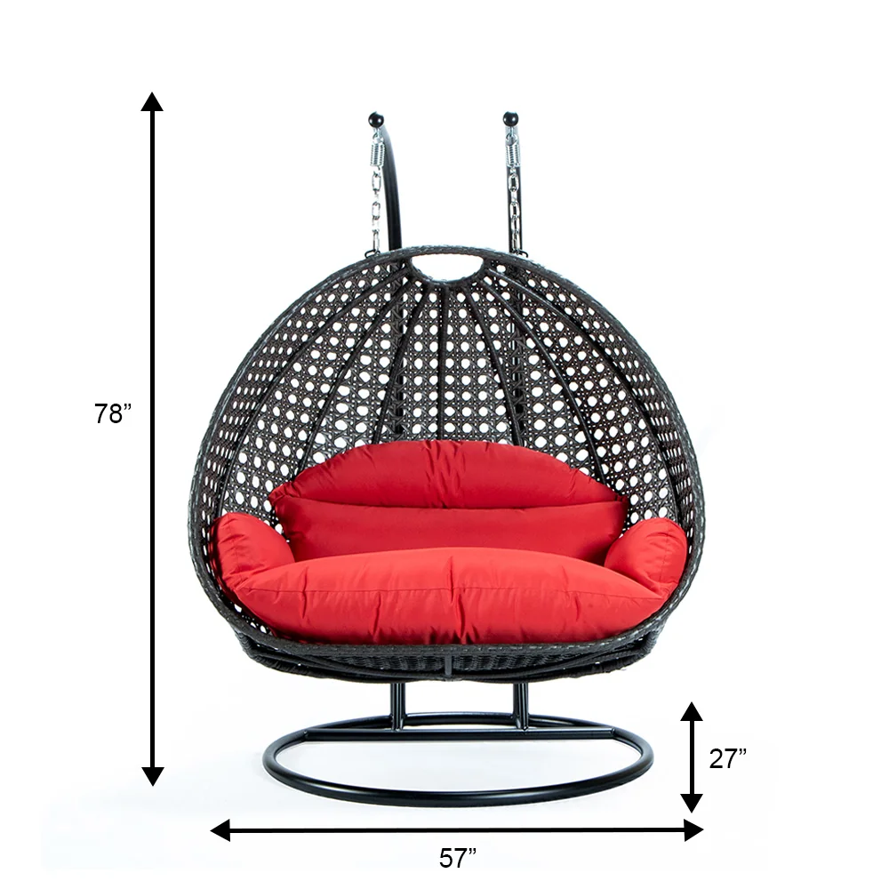 Charcoal Wicker Hanging 2 person Egg Swing Chair