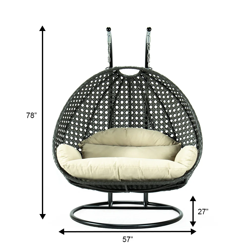 Charcoal Wicker Hanging 2 person Egg Swing Chair