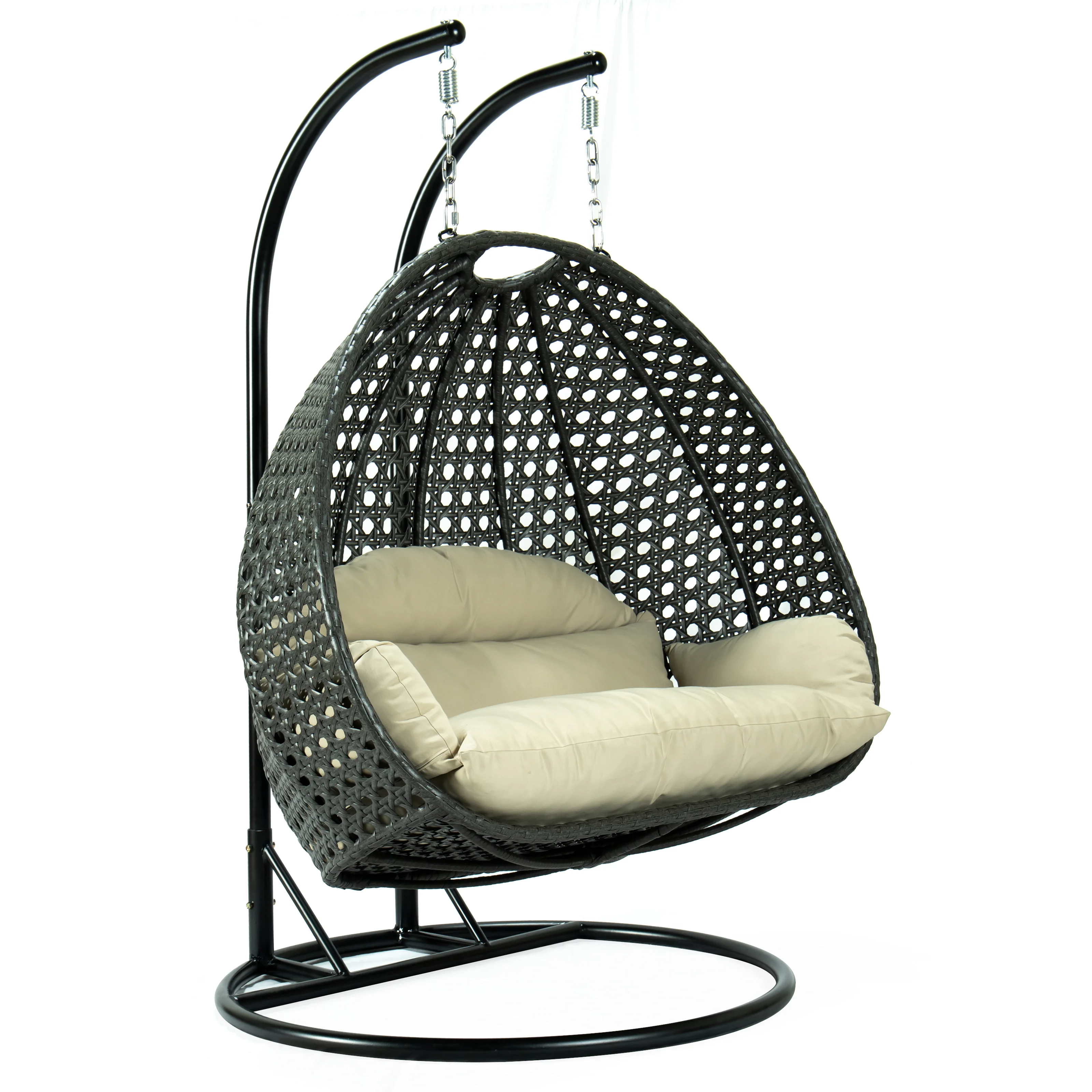 Charcoal Wicker Hanging 2 person Egg Swing Chair