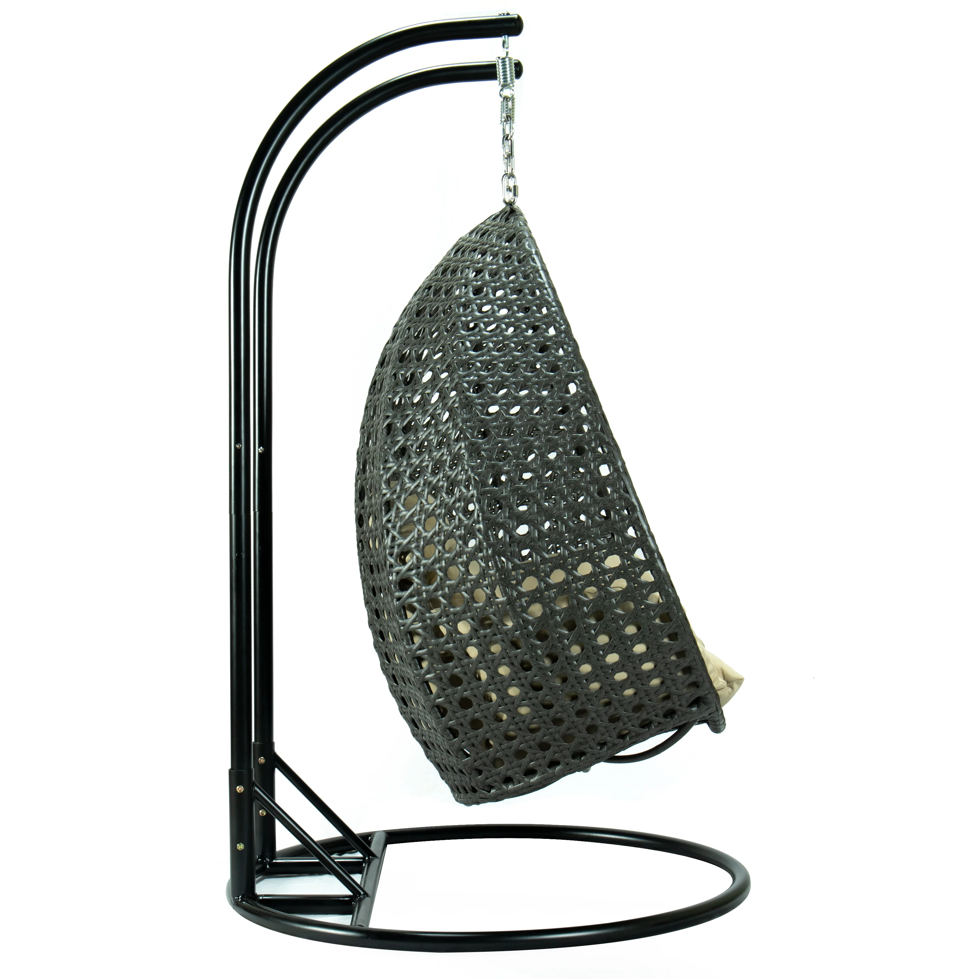 Charcoal Wicker Hanging 2 person Egg Swing Chair