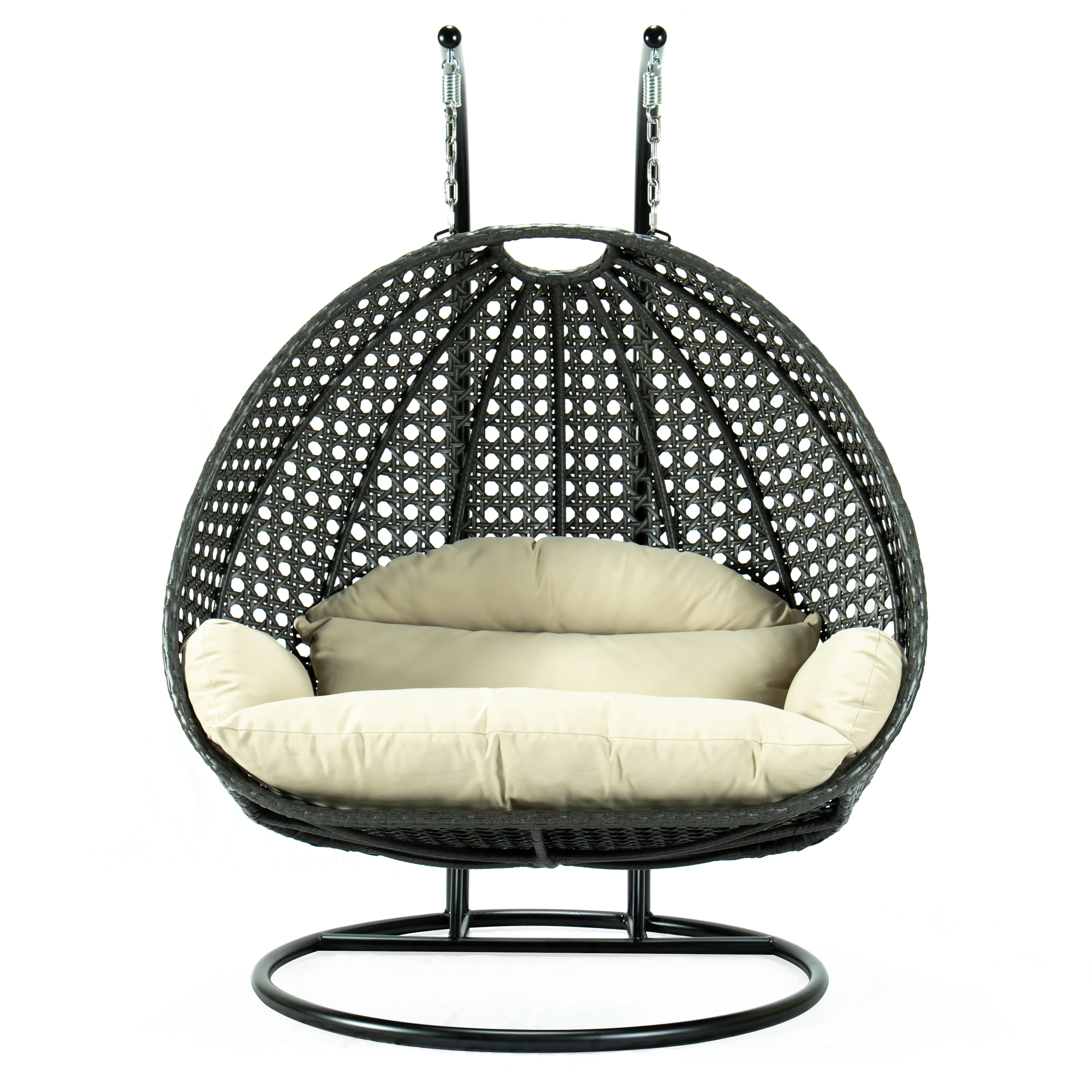 Charcoal Wicker Hanging 2 person Egg Swing Chair