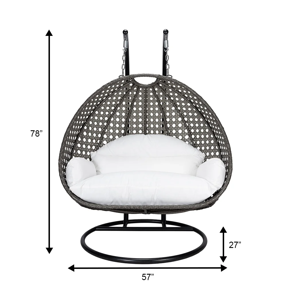 Charcoal Wicker Hanging 2 person Egg Swing Chair