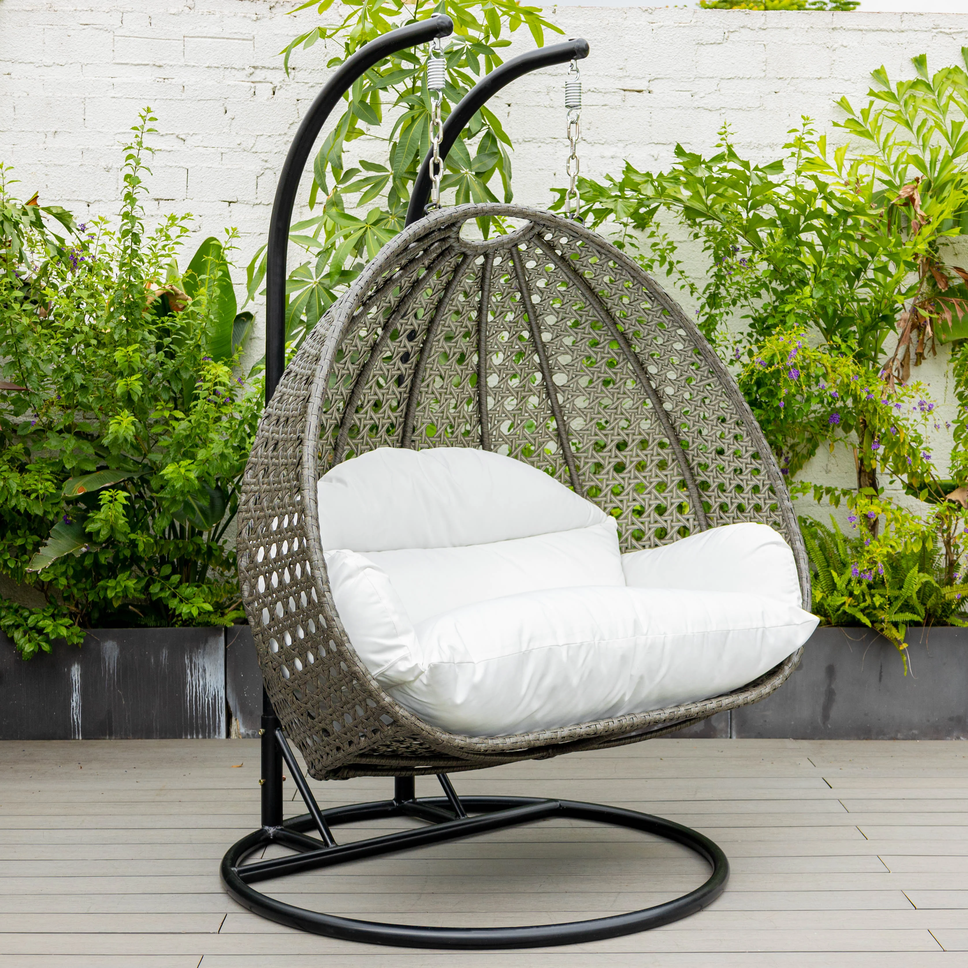 Charcoal Wicker Hanging 2 person Egg Swing Chair