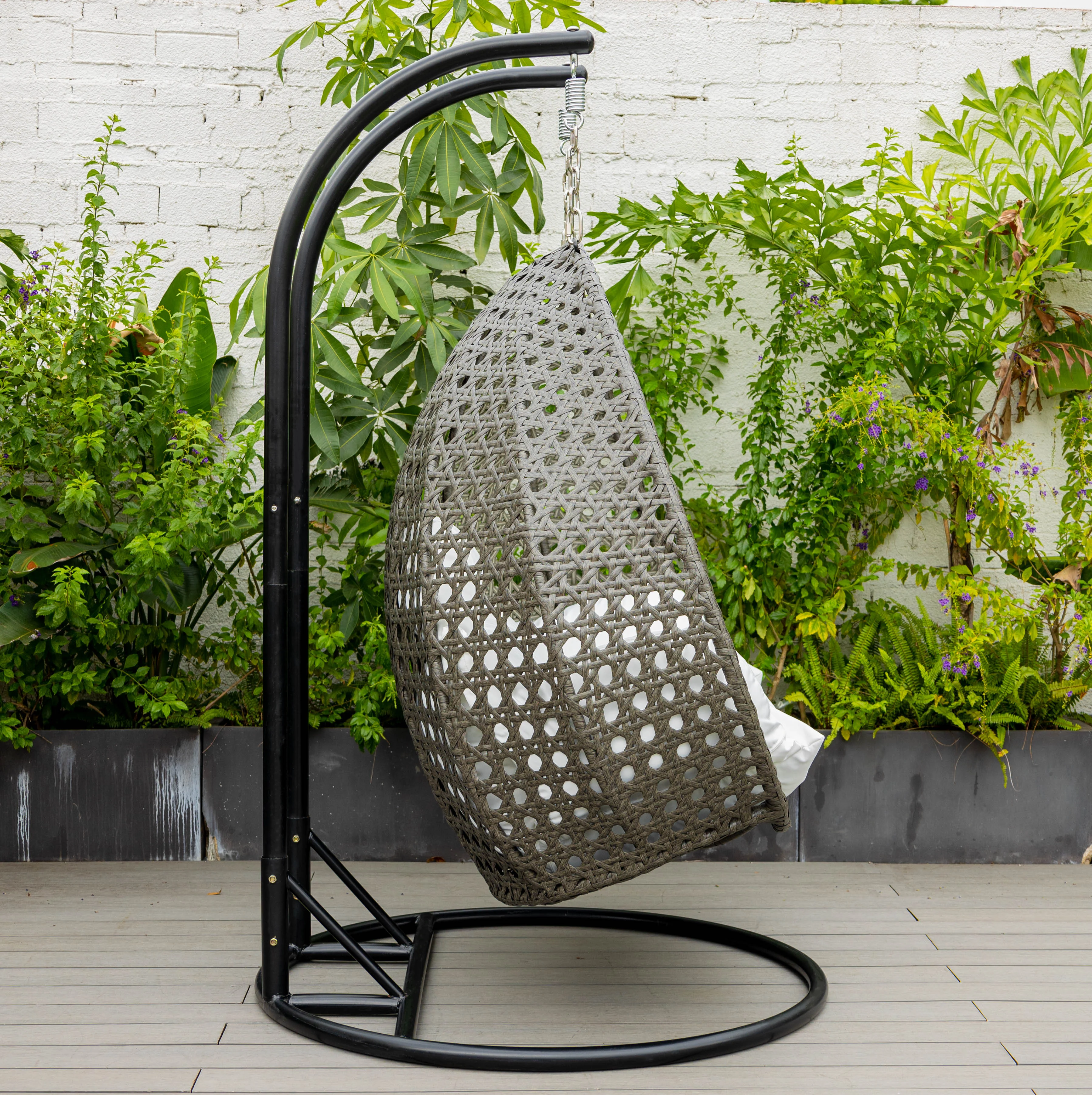 Charcoal Wicker Hanging 2 person Egg Swing Chair