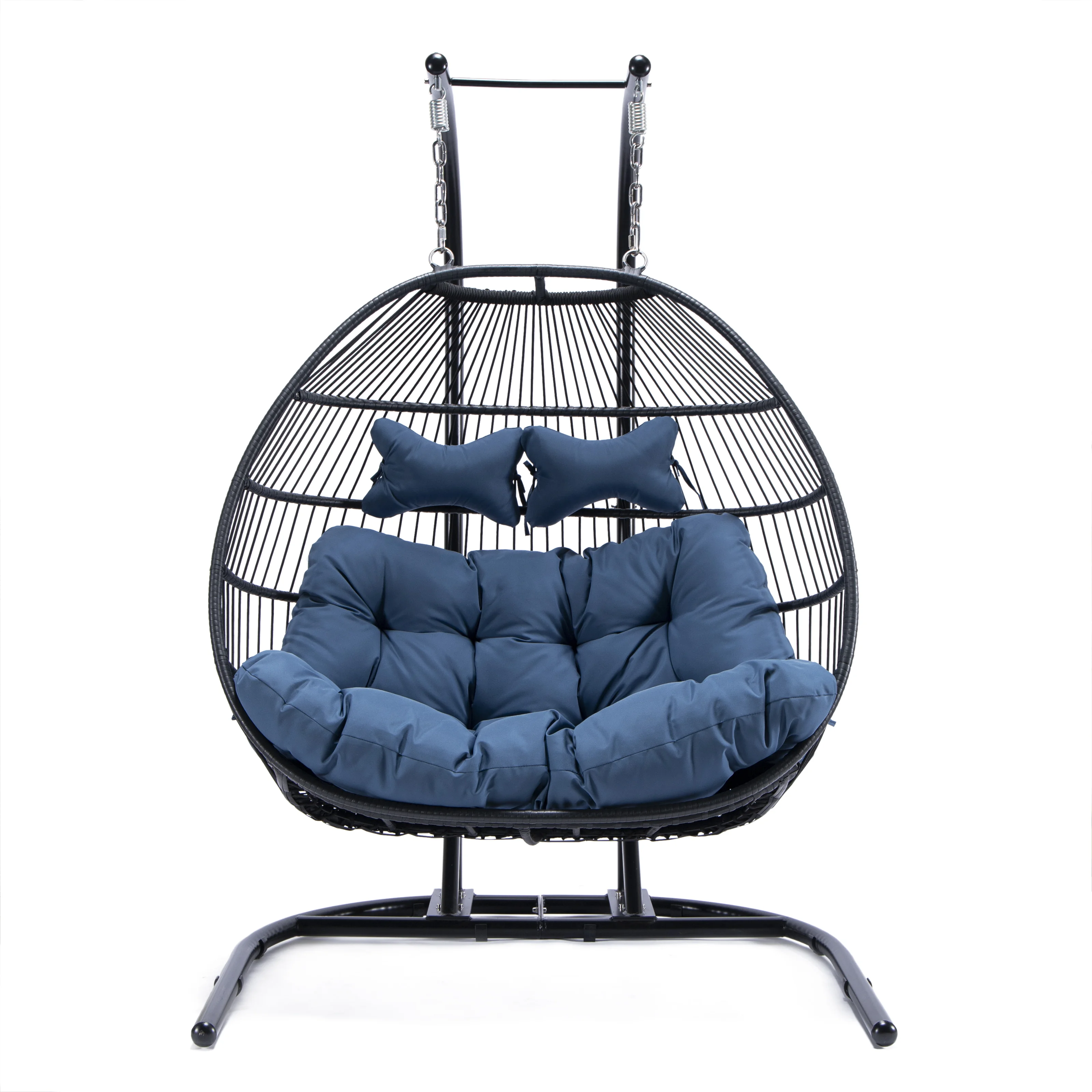 Wicker 2 Person Double Folding Hanging Egg Swing Chair