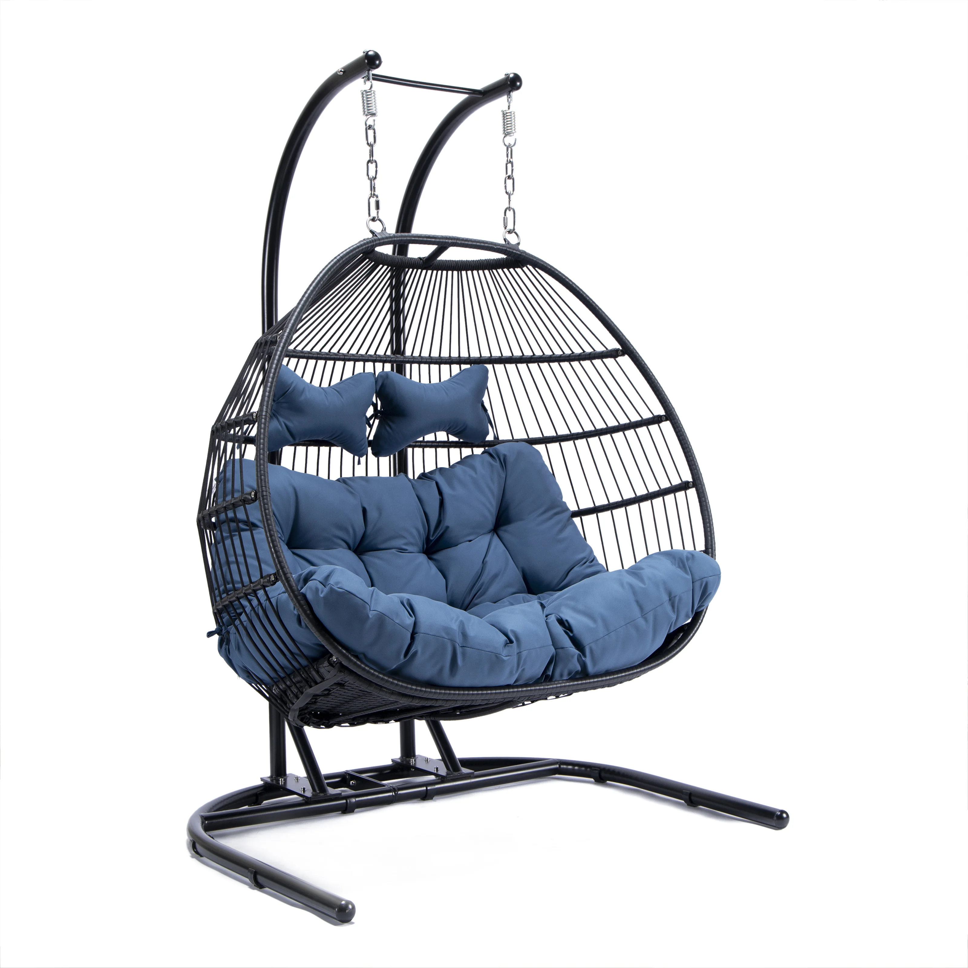Wicker 2 Person Double Folding Hanging Egg Swing Chair