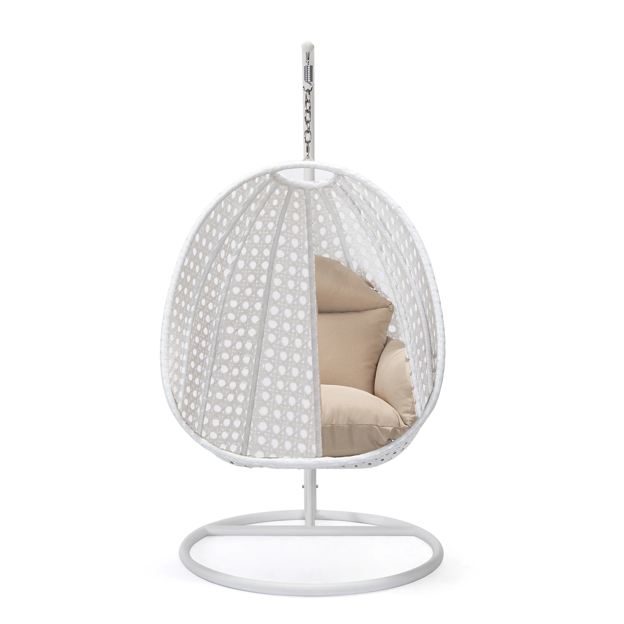 White Wicker Hanging Egg Swing Chair