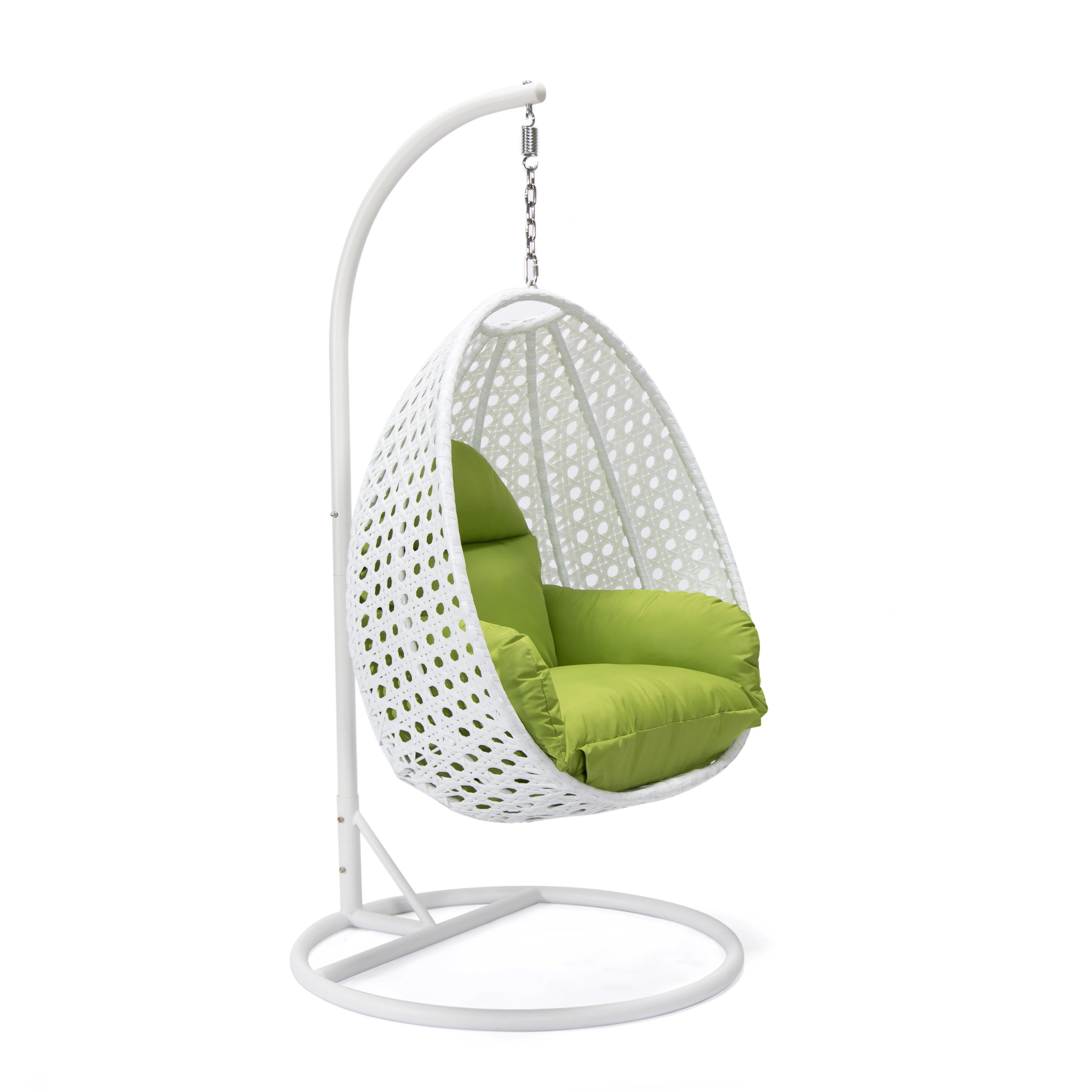 White Wicker Hanging Egg Swing Chair