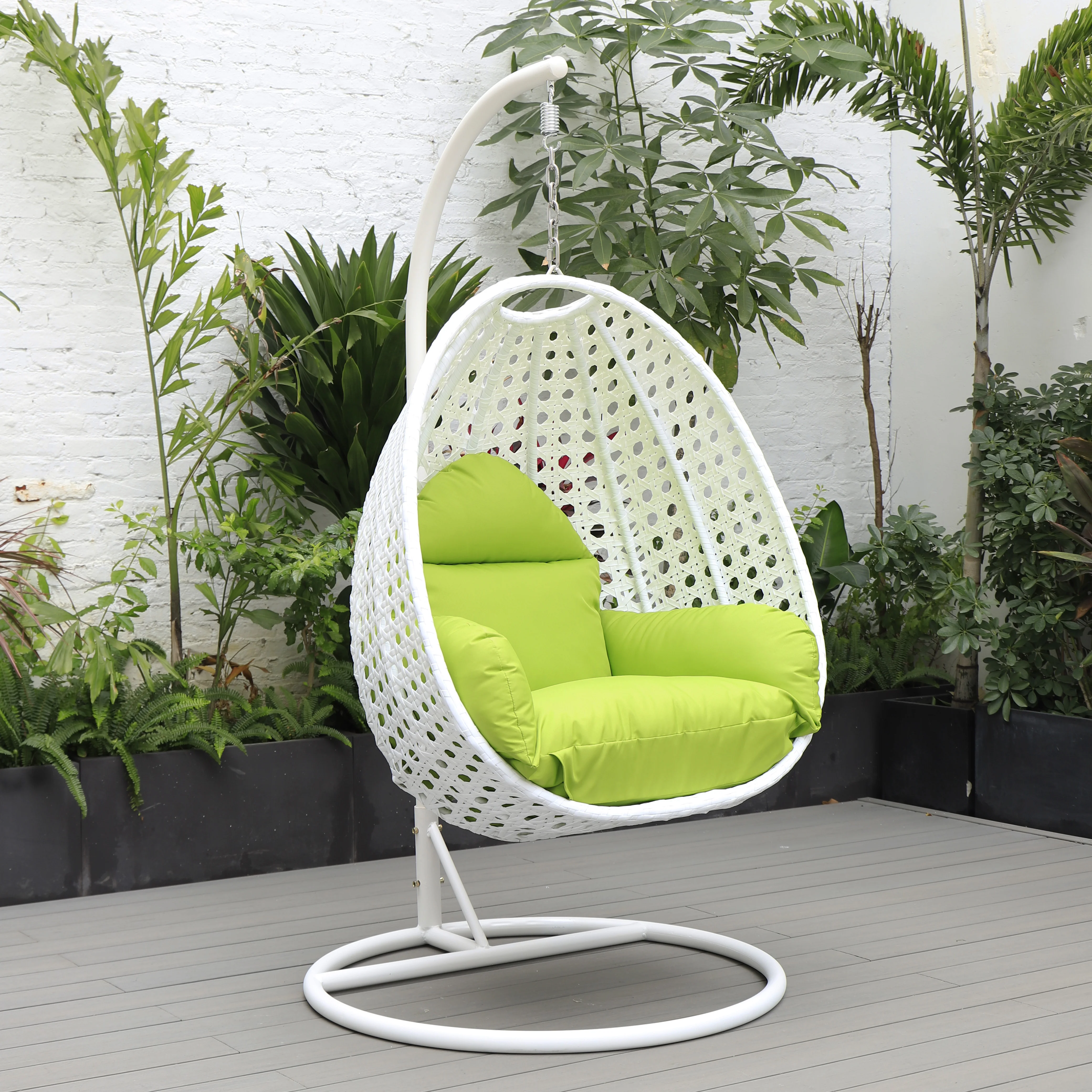 White Wicker Hanging Egg Swing Chair