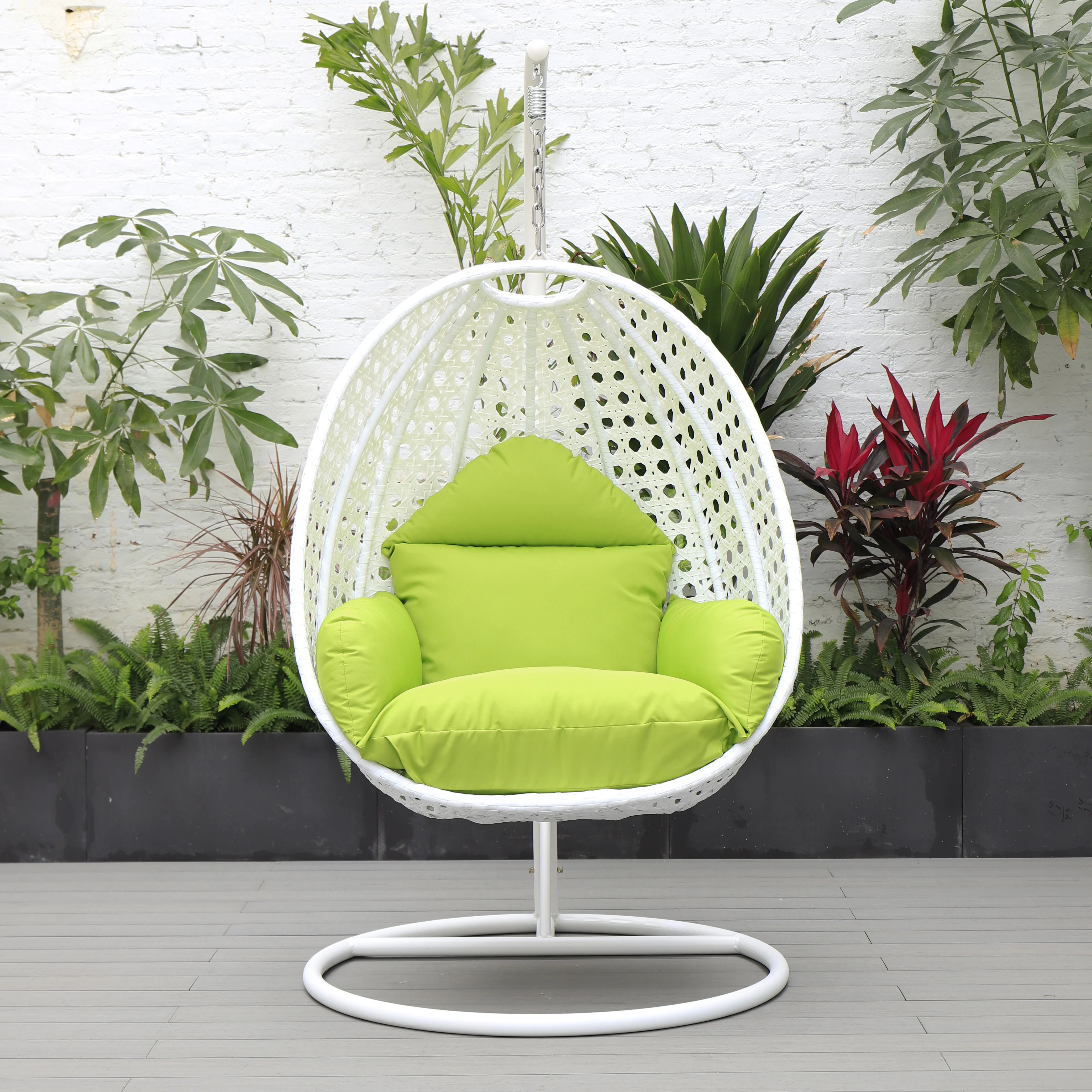 White Wicker Hanging Egg Swing Chair