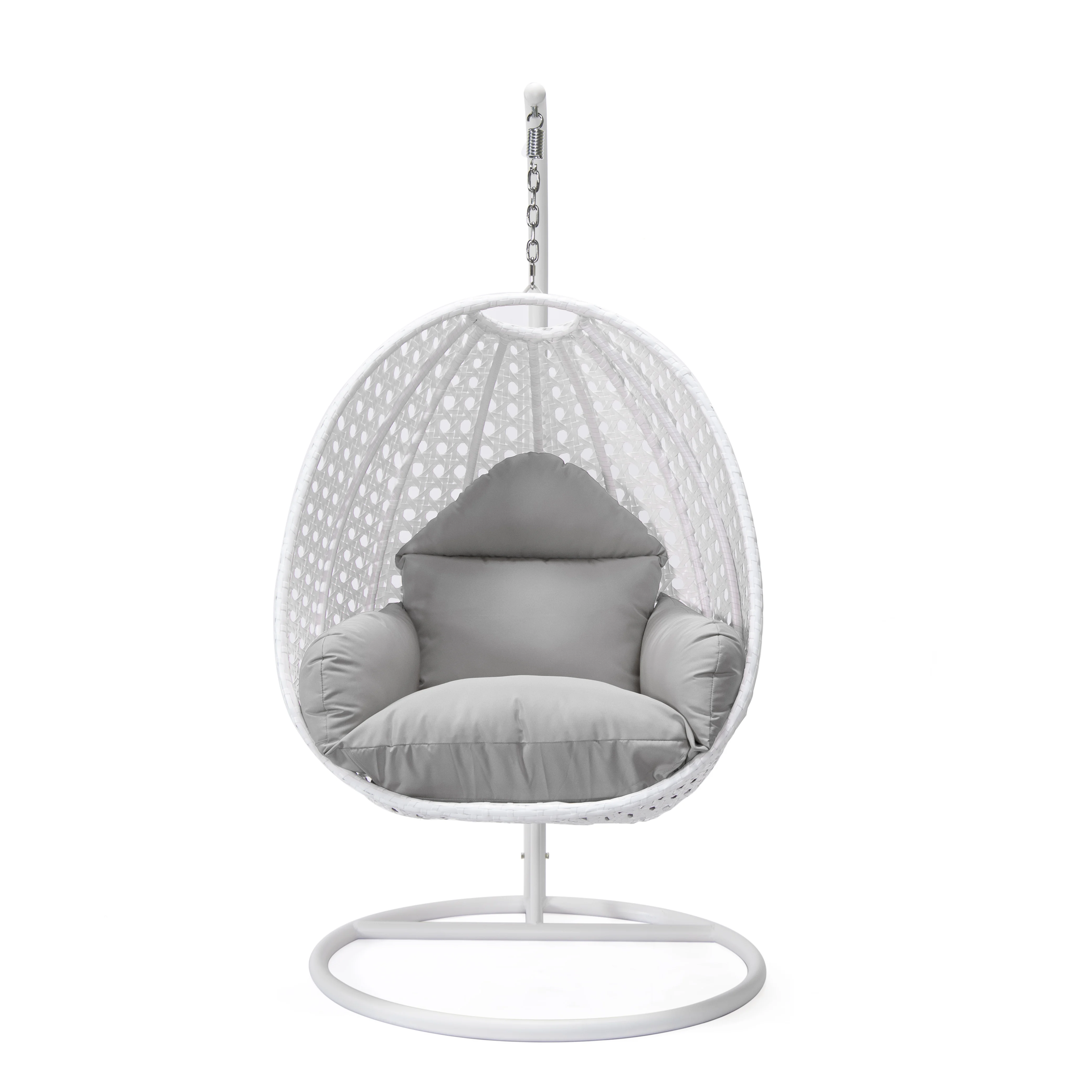 White Wicker Hanging Egg Swing Chair