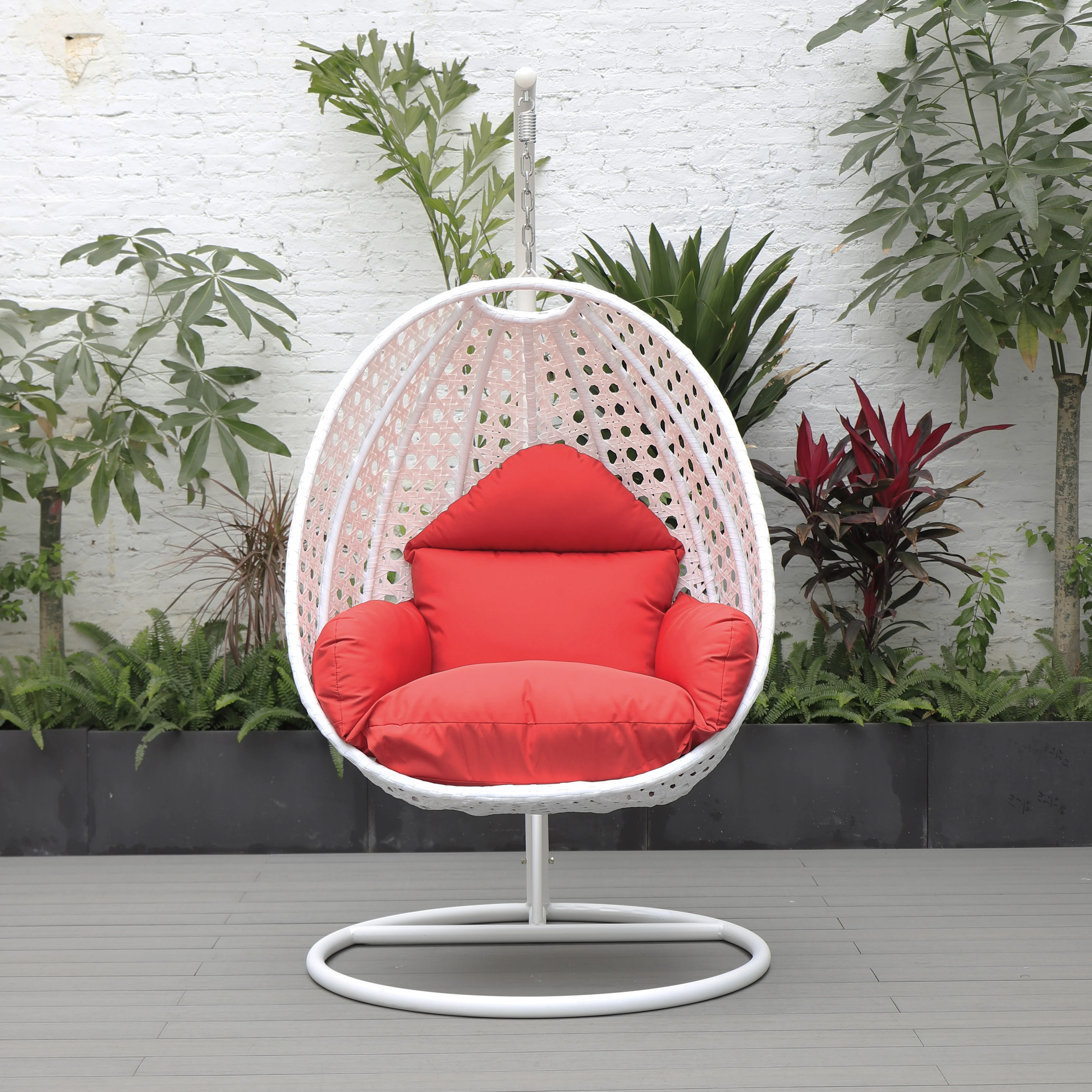 White Wicker Hanging Egg Swing Chair