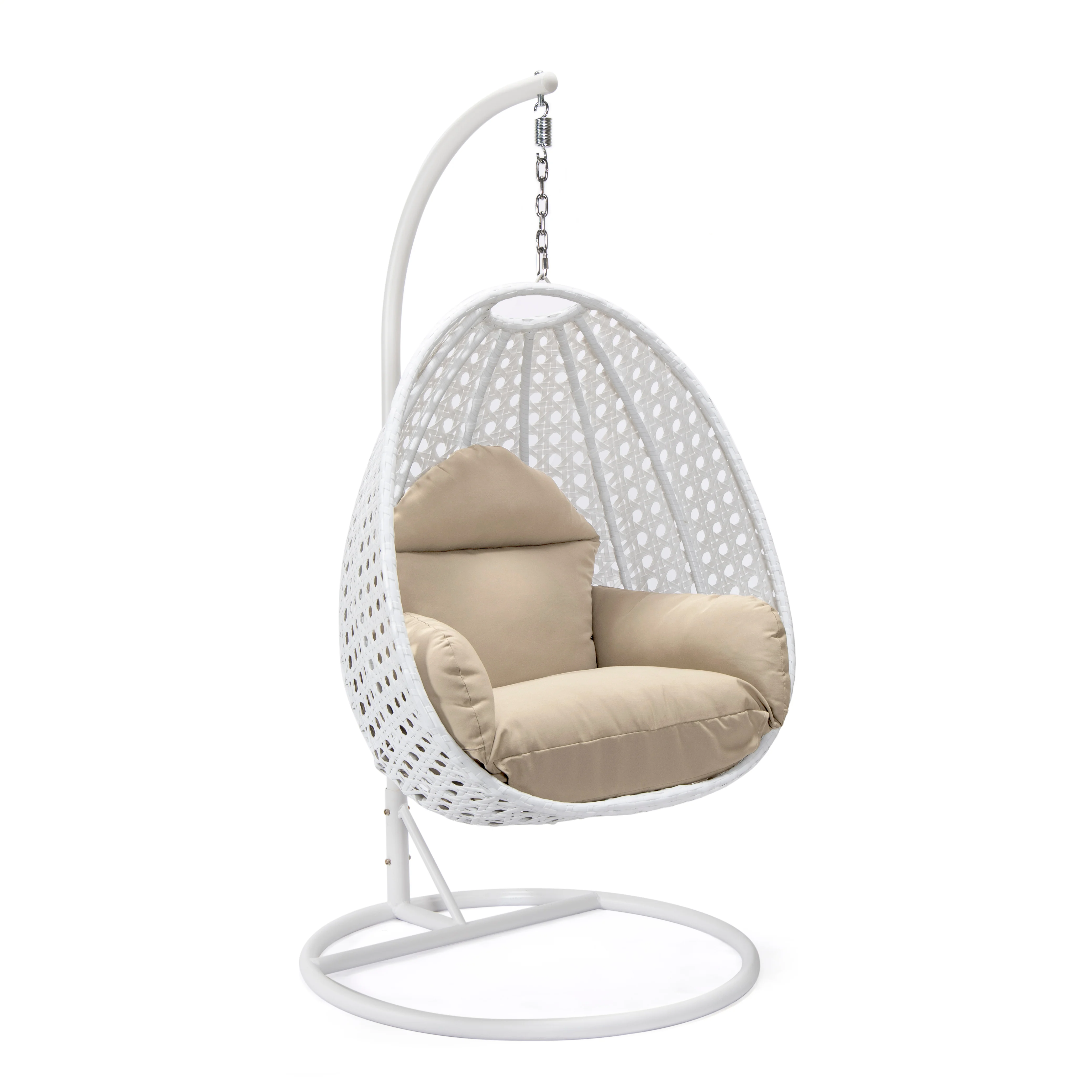 White Wicker Hanging Egg Swing Chair