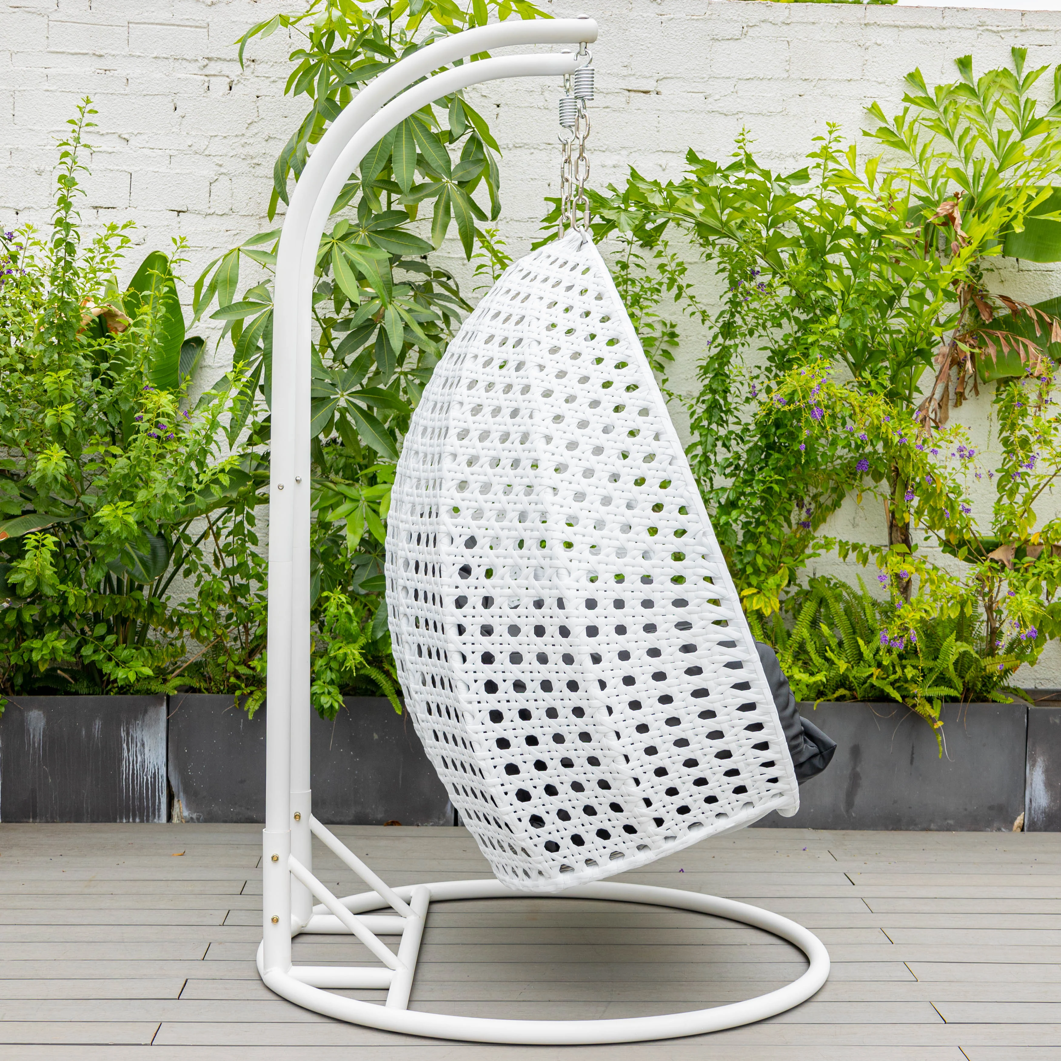 White Wicker Hanging 2 person Egg Swing Chair