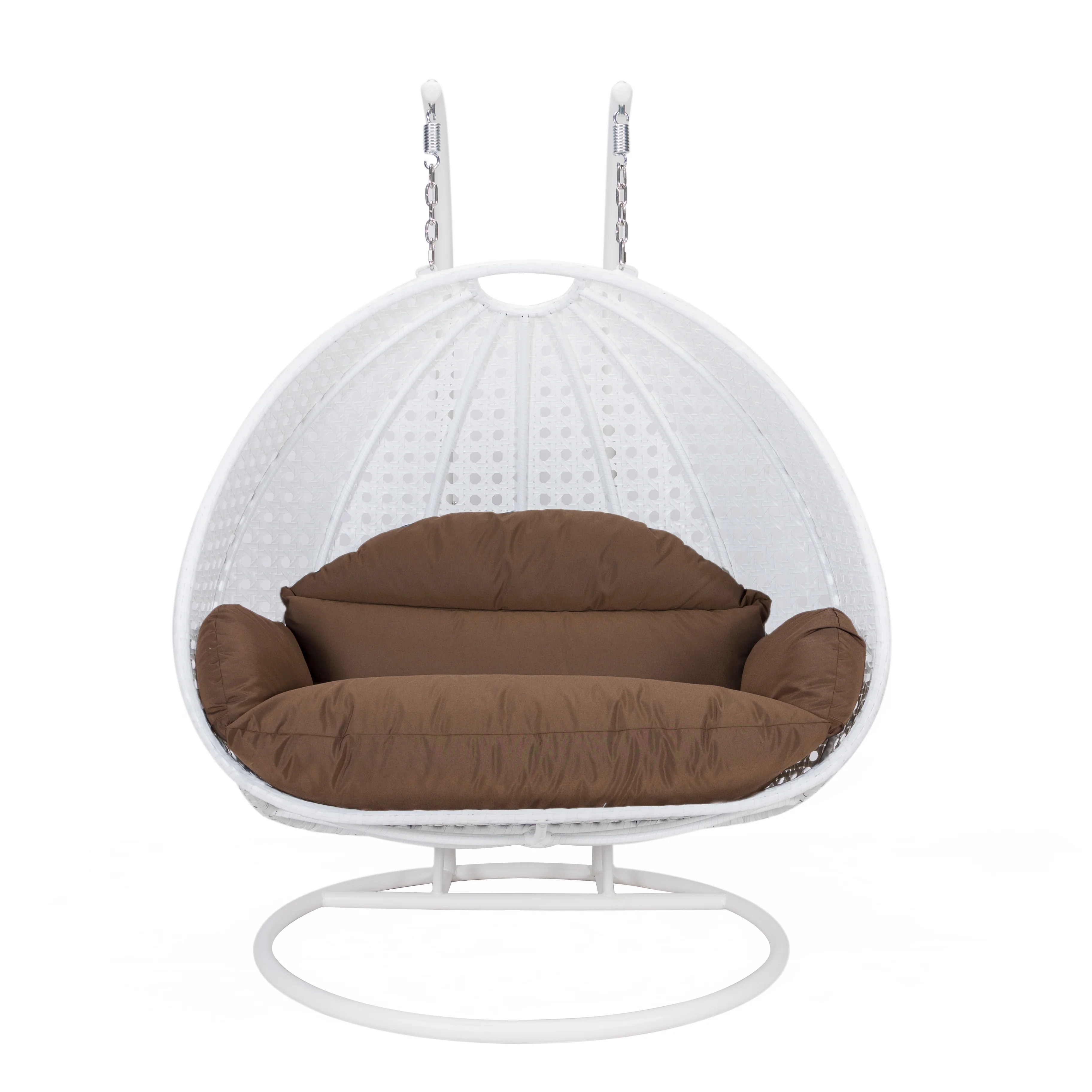 White Wicker Hanging 2 person Egg Swing Chair