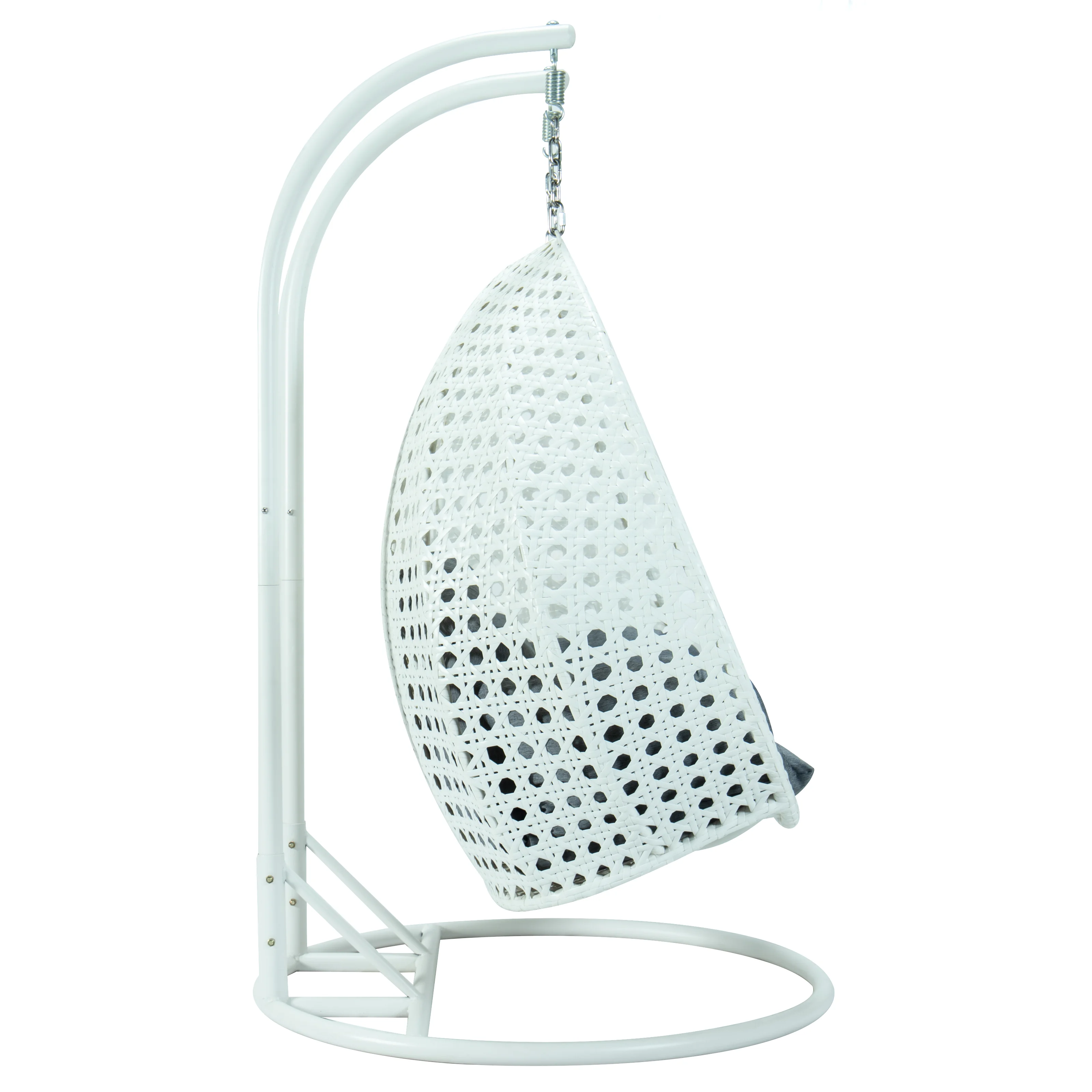 White Wicker Hanging 2 person Egg Swing Chair