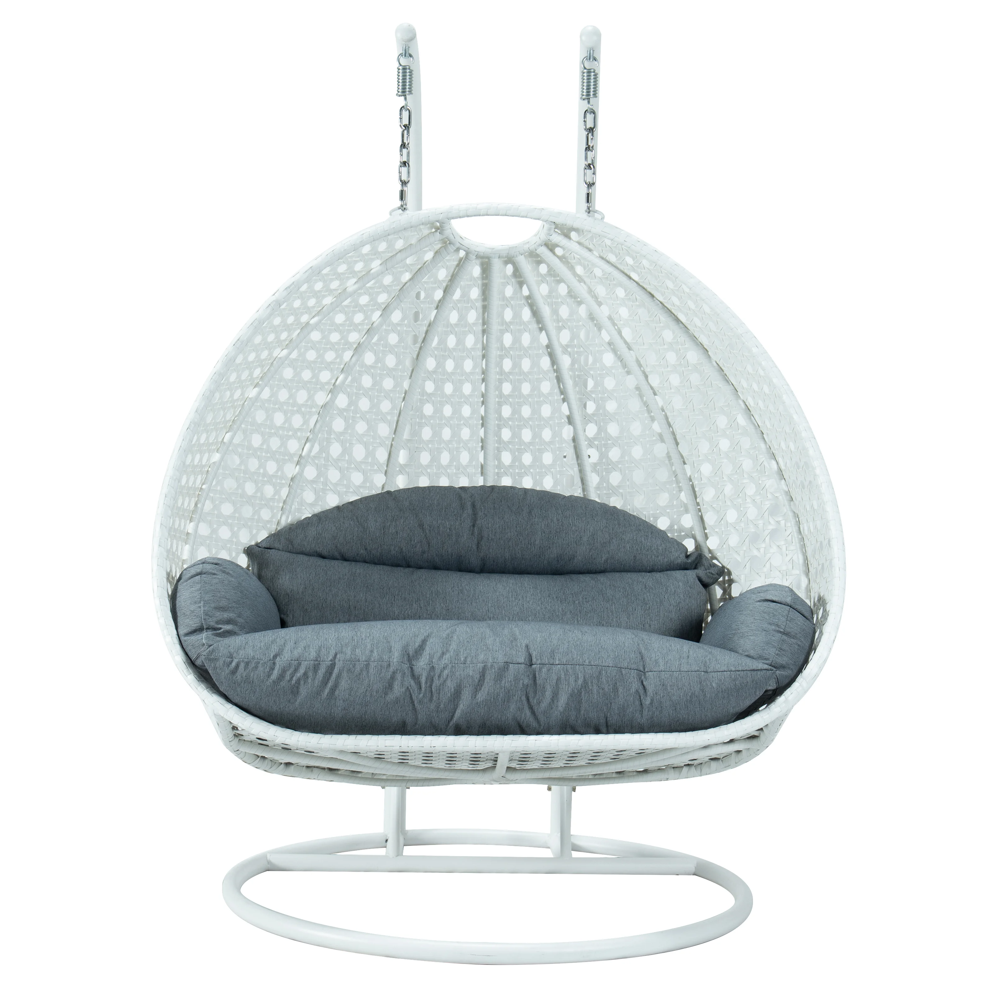 White Wicker Hanging 2 person Egg Swing Chair