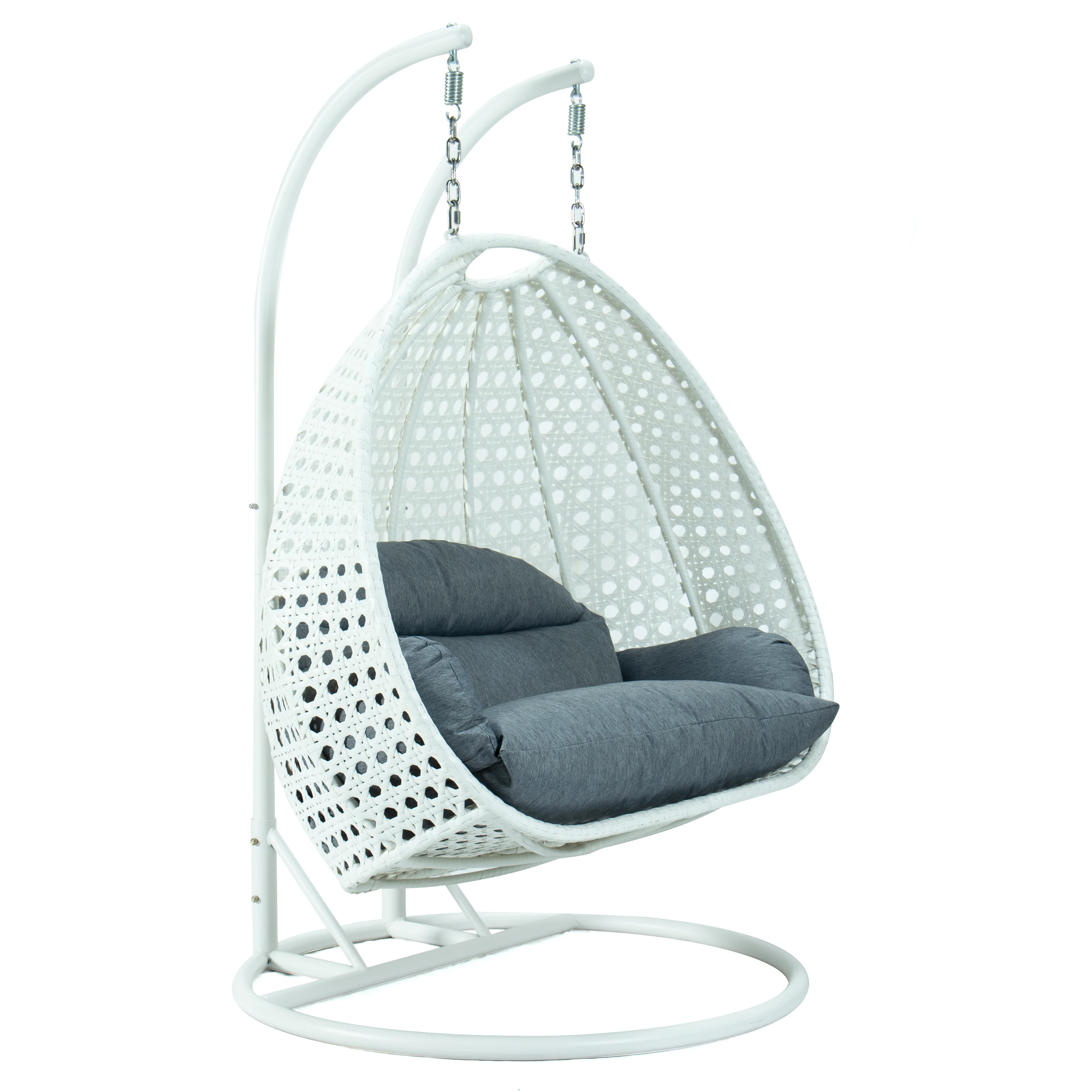 White Wicker Hanging 2 person Egg Swing Chair