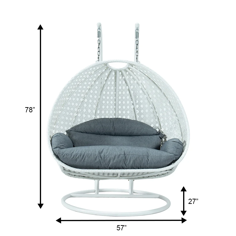 White Wicker Hanging 2 person Egg Swing Chair