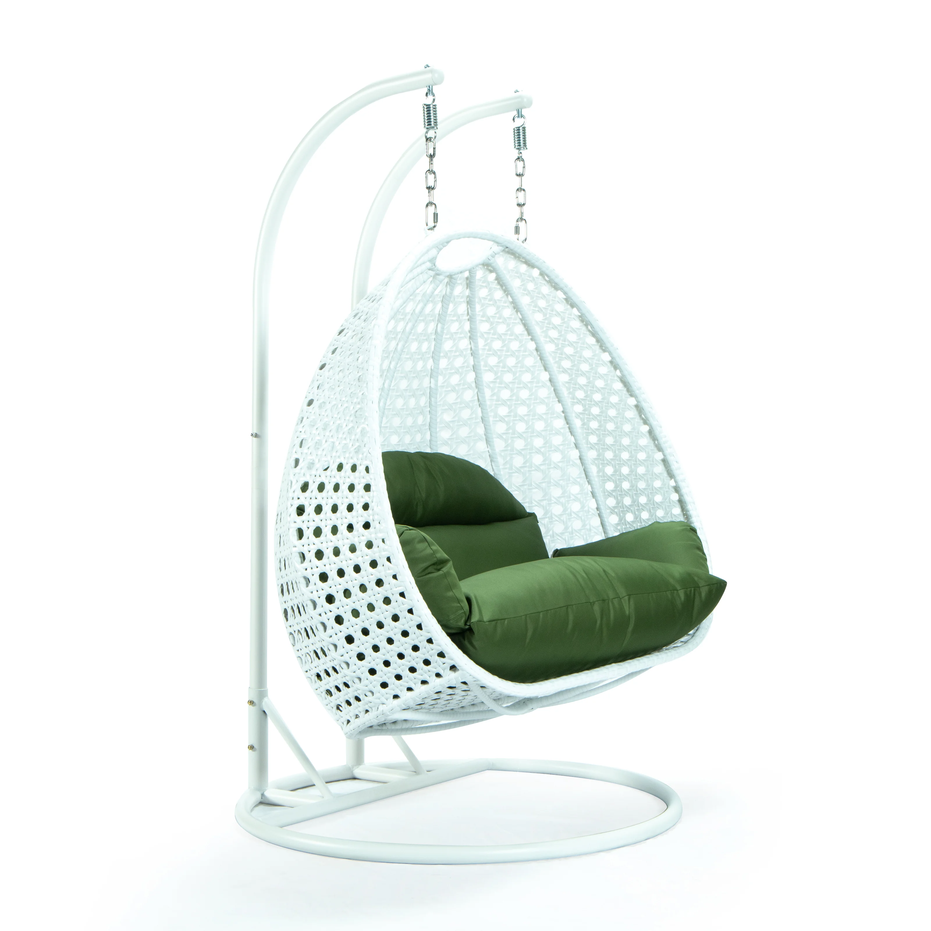 White Wicker Hanging 2 person Egg Swing Chair