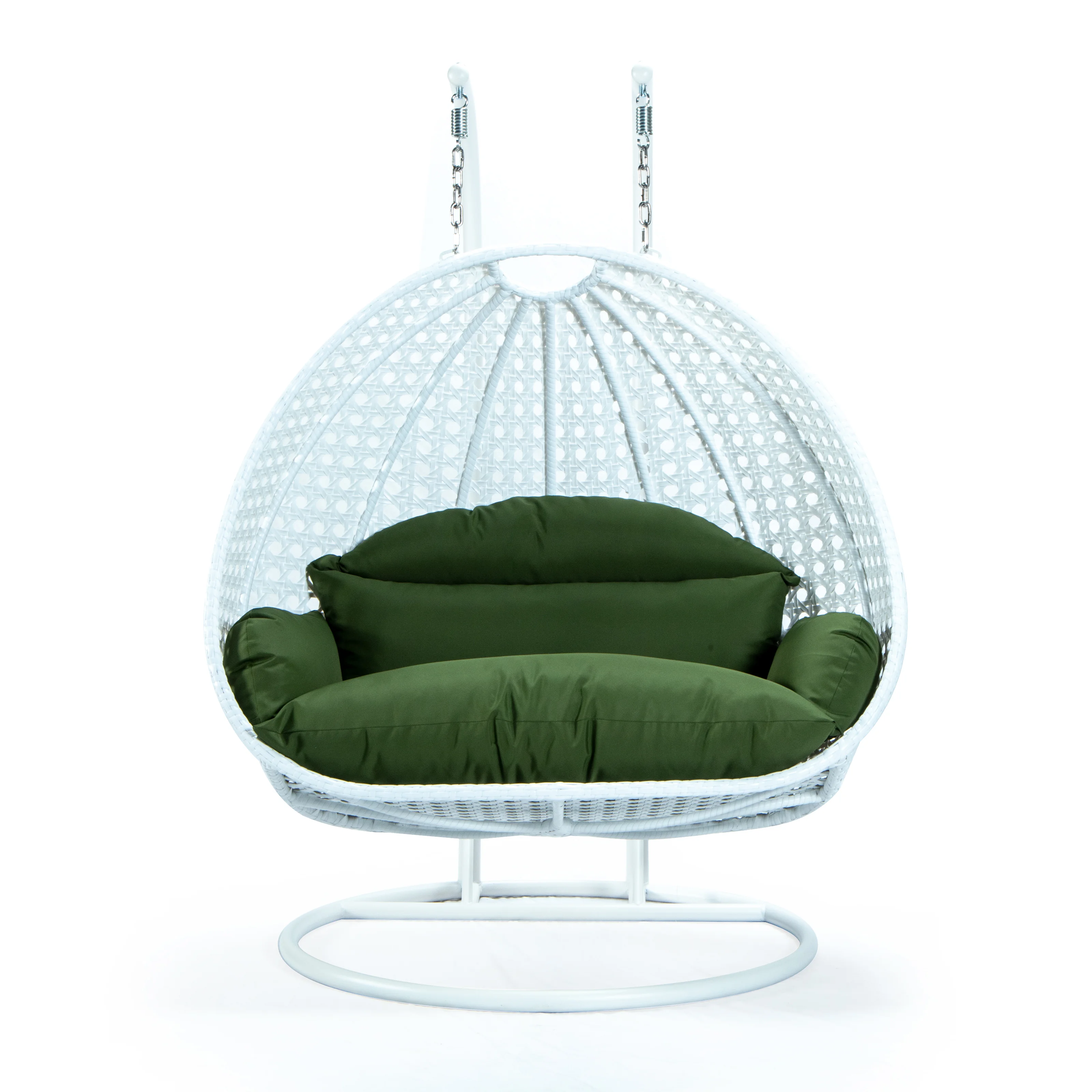White Wicker Hanging 2 person Egg Swing Chair