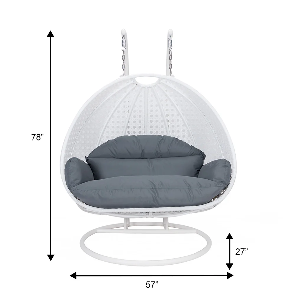 White Wicker Hanging 2 person Egg Swing Chair