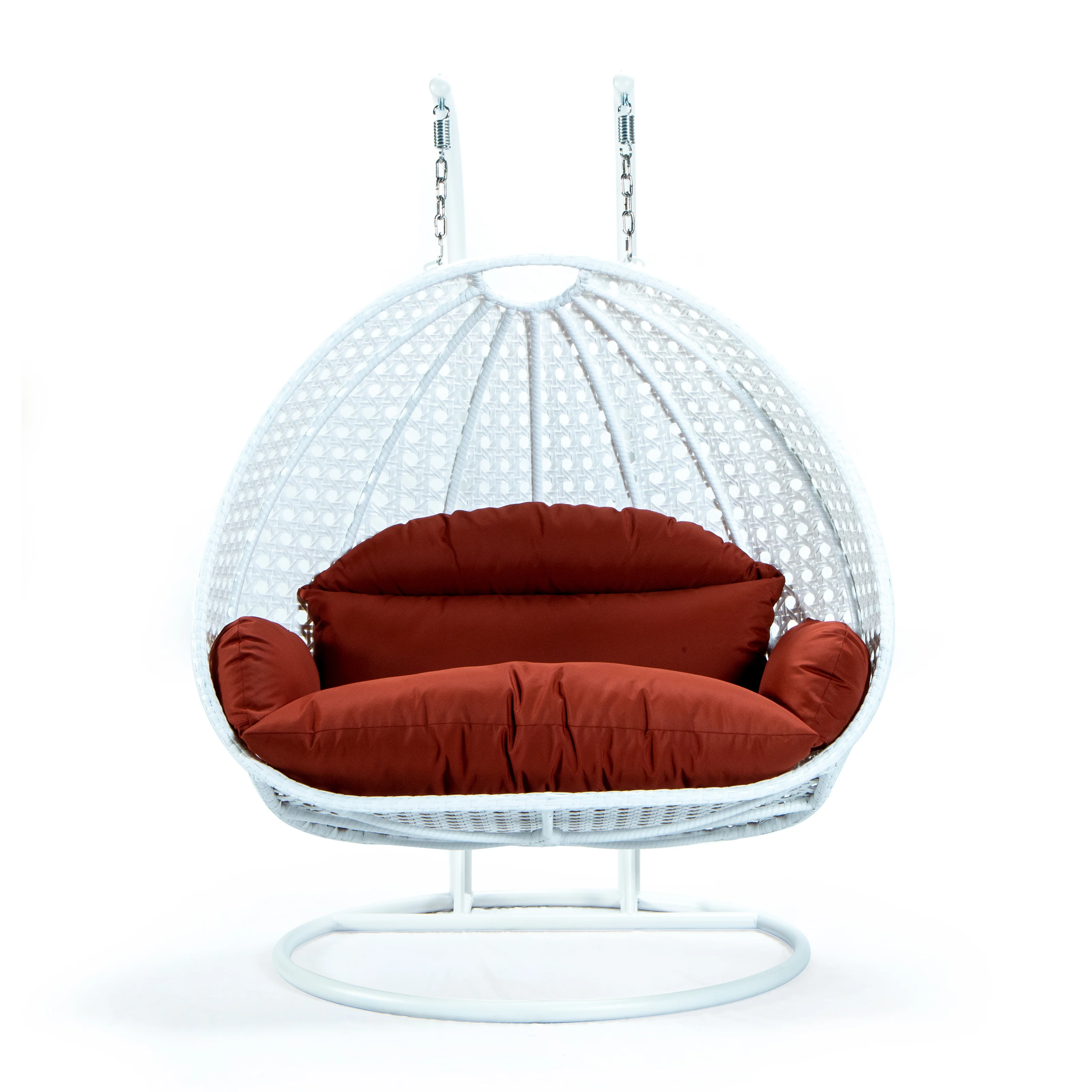 White Wicker Hanging 2 person Egg Swing Chair