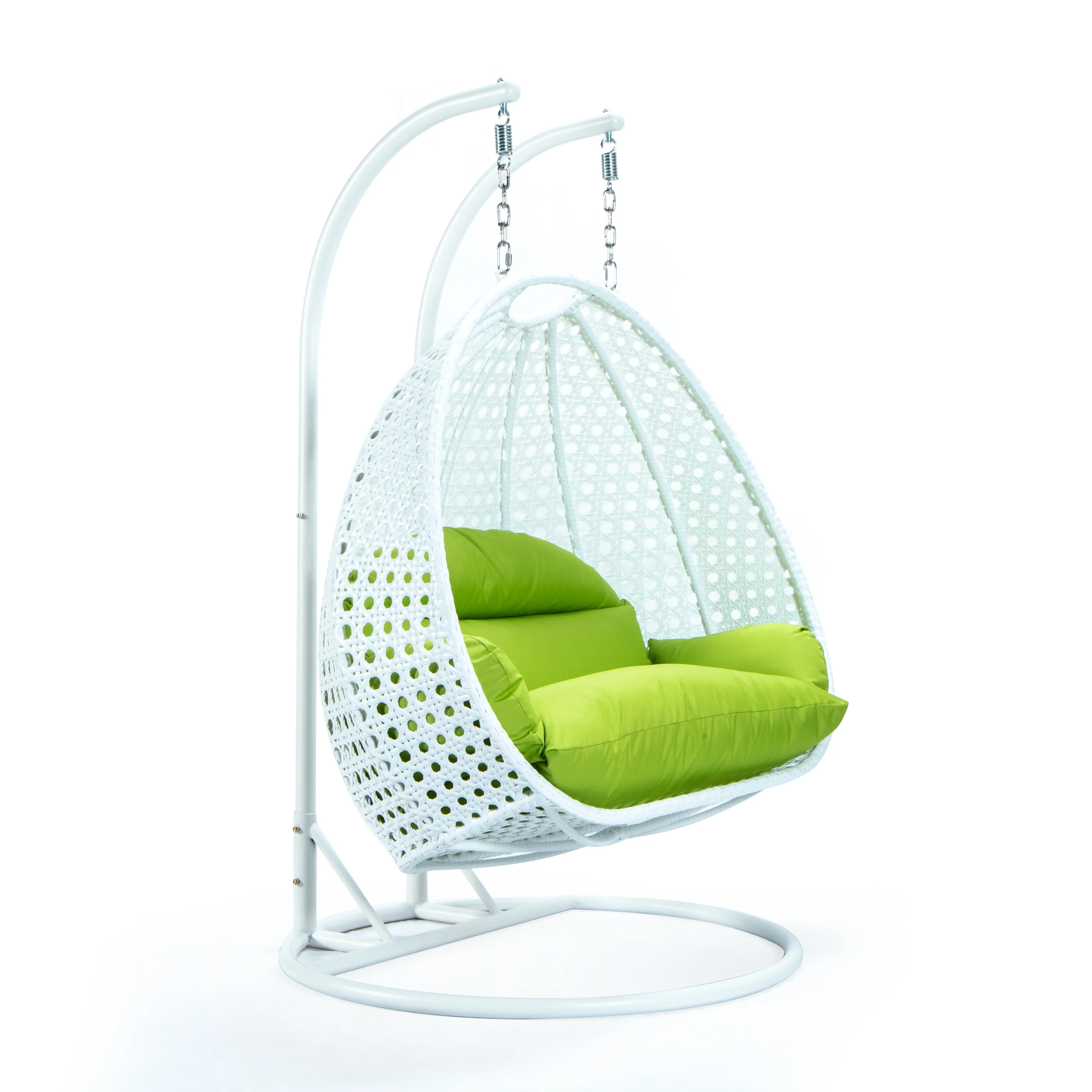 White Wicker Hanging 2 person Egg Swing Chair