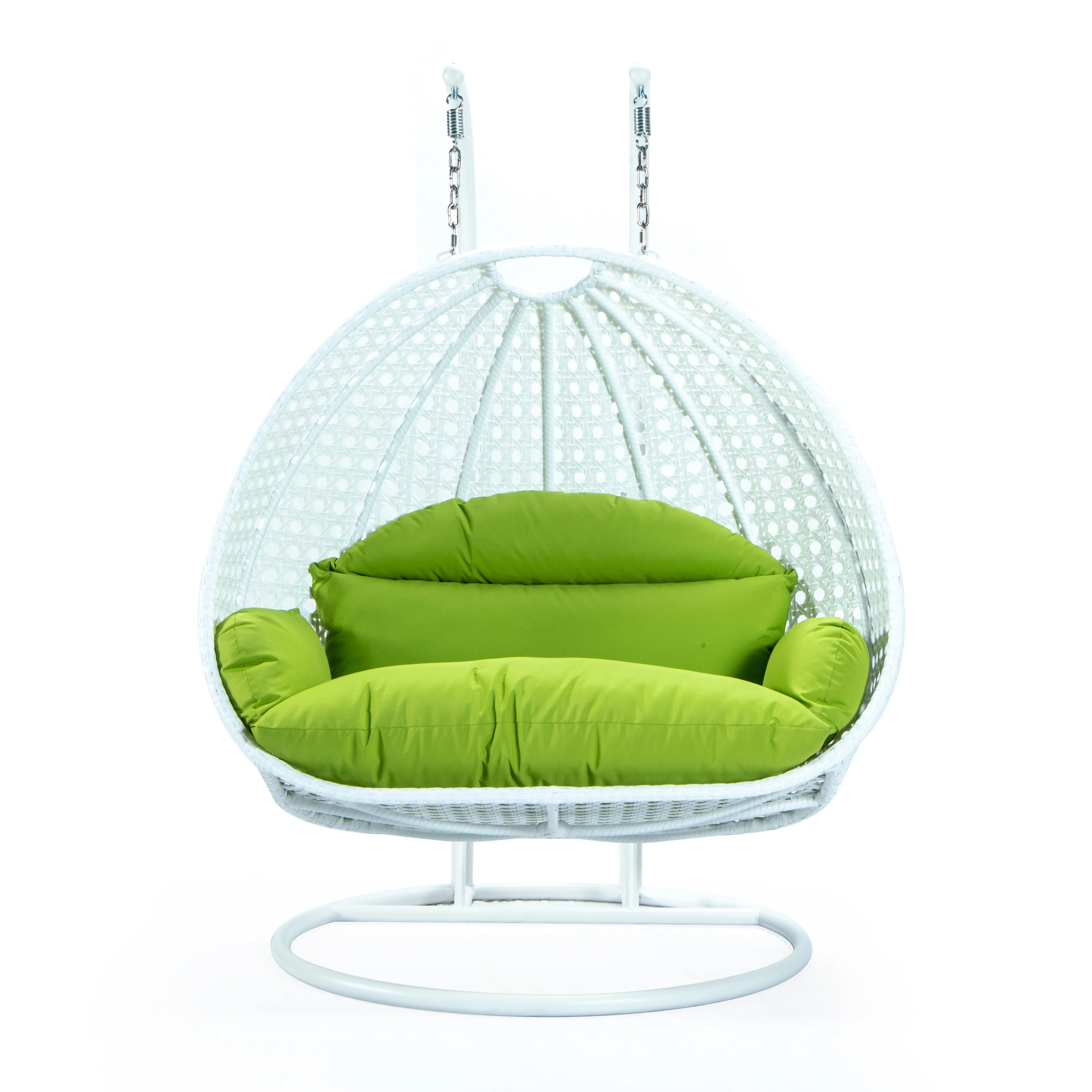 White Wicker Hanging 2 person Egg Swing Chair