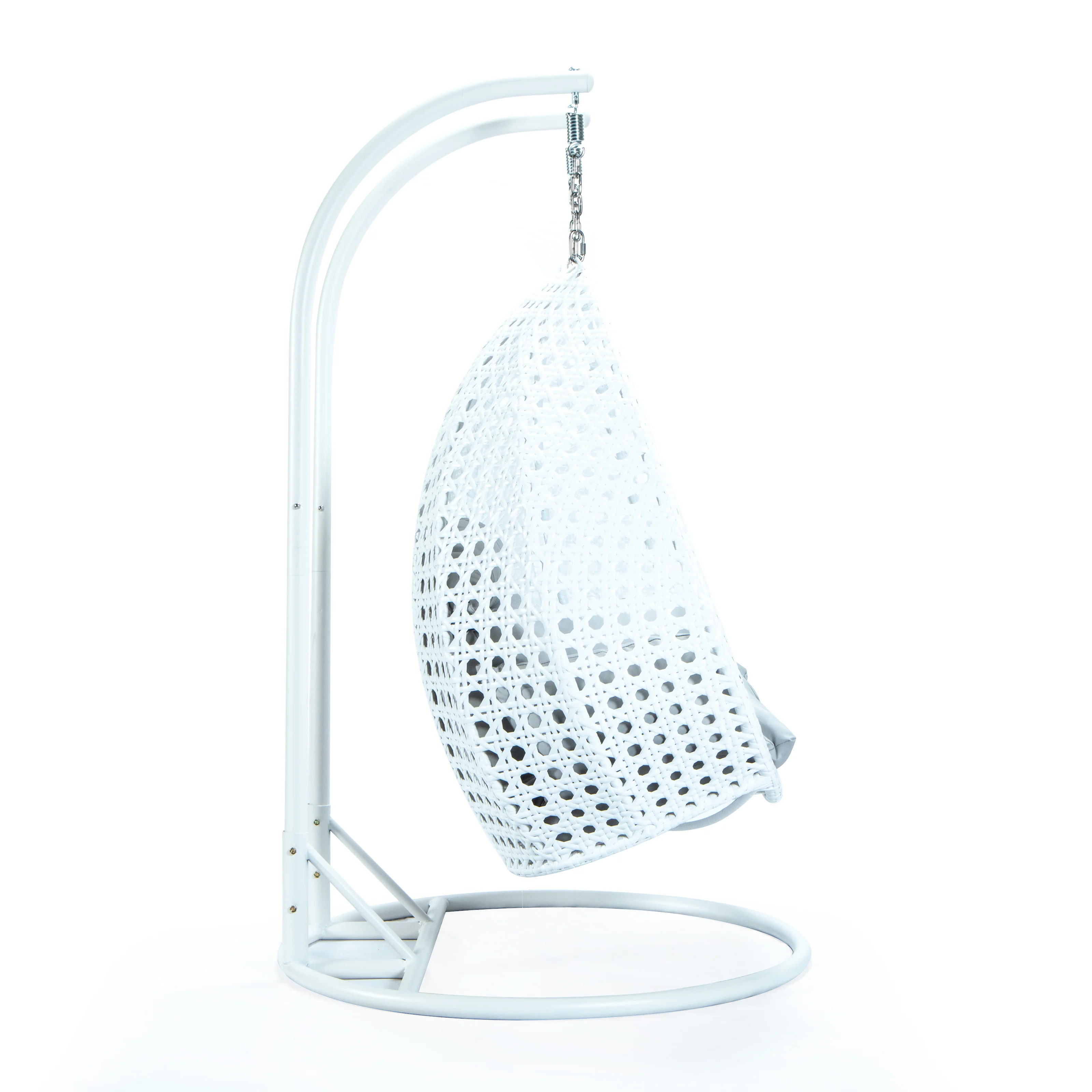 White Wicker Hanging 2 person Egg Swing Chair