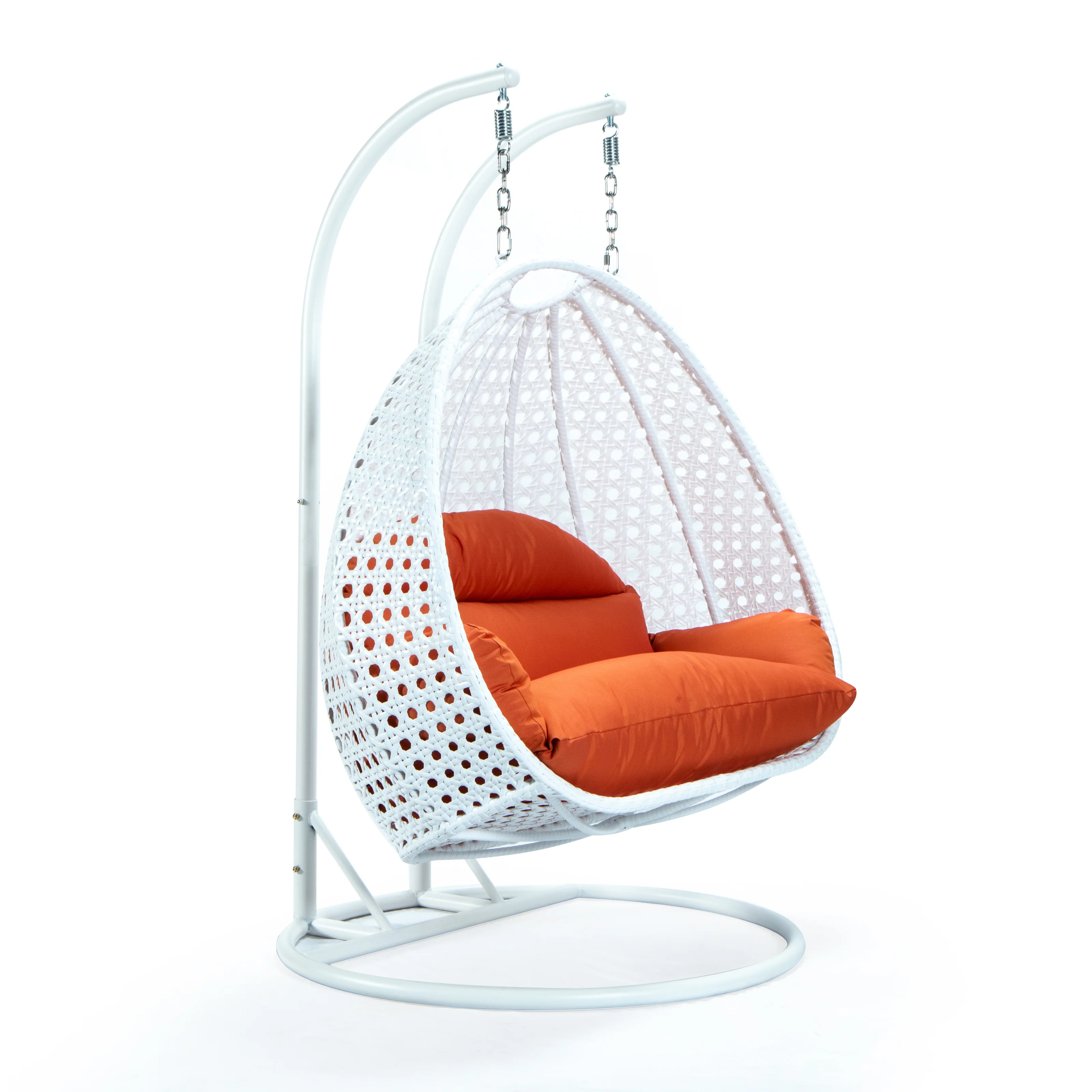 White Wicker Hanging 2 person Egg Swing Chair