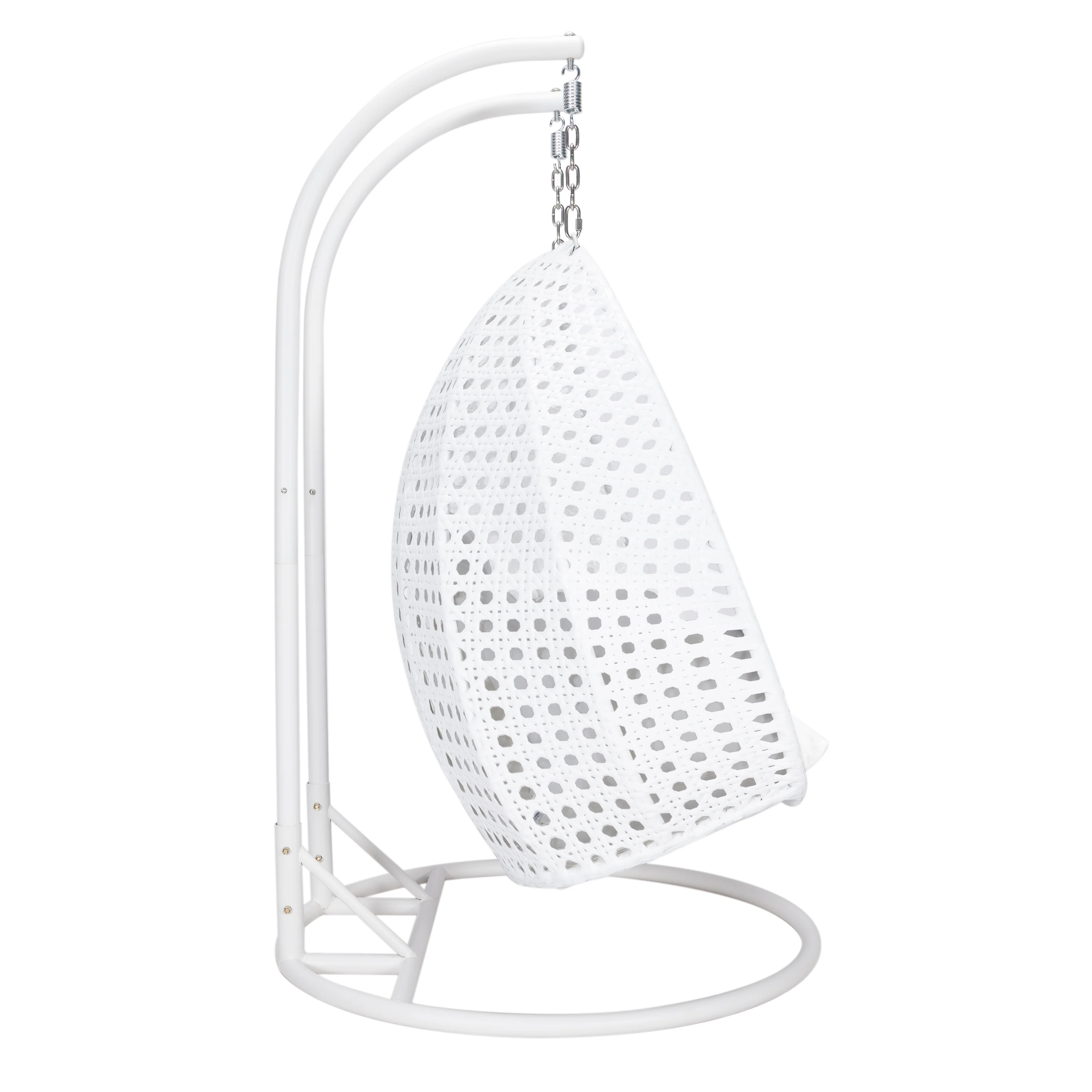 White Wicker Hanging 2 person Egg Swing Chair