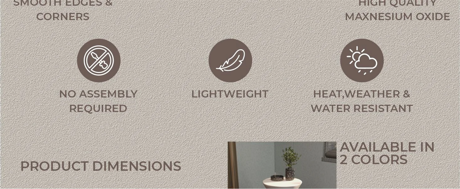 Echo Collection Fiberglass Outdoor Side Table in Cream