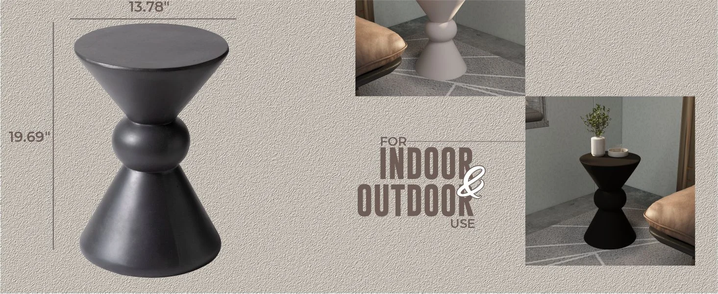 Echo Collection Fiberglass Outdoor Side Table in Dark Grey