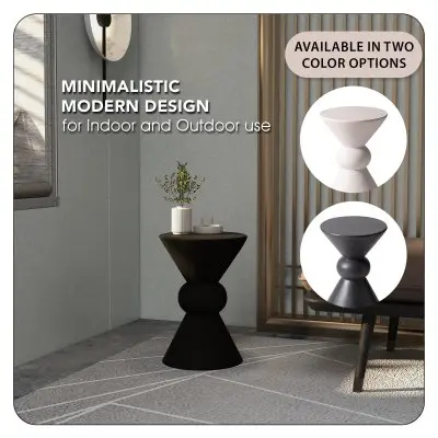 Echo Collection Fiberglass Outdoor Side Table in Dark Grey