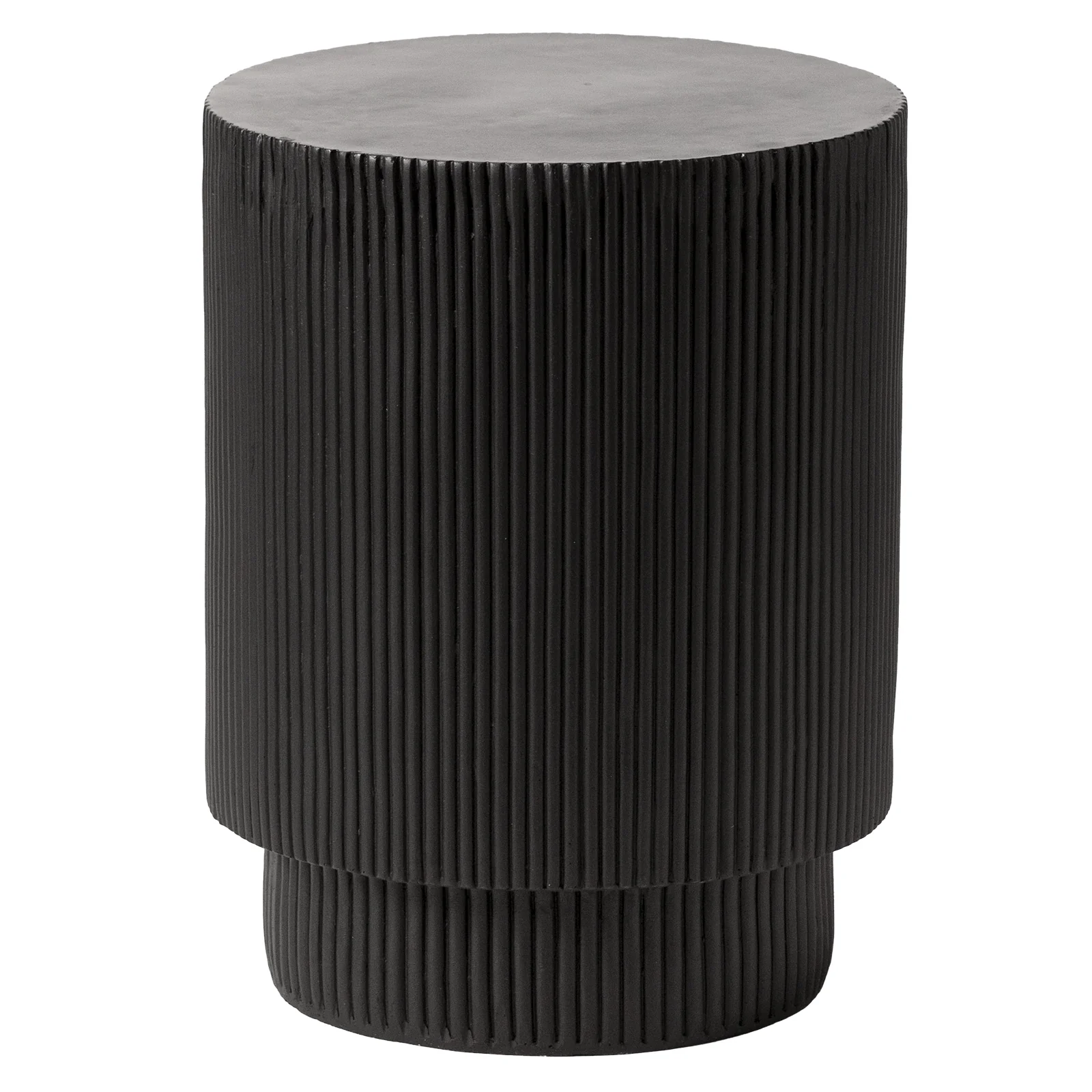 Eden Collection Fiberglass Outdoor Side Table in Black