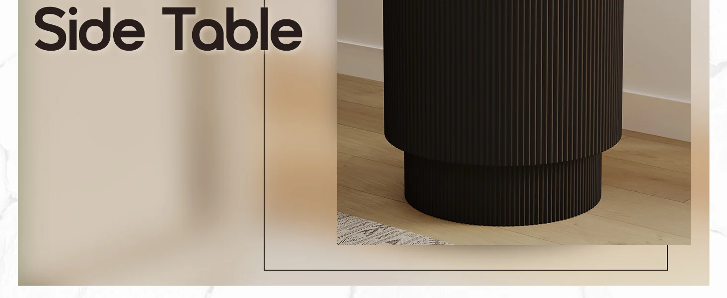 Eden Collection Fiberglass Outdoor Side Table in Black