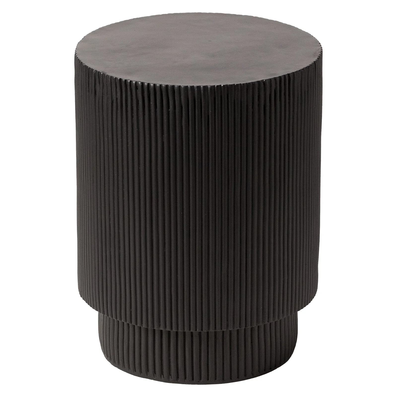 Eden Collection Fiberglass Outdoor Side Table in Black