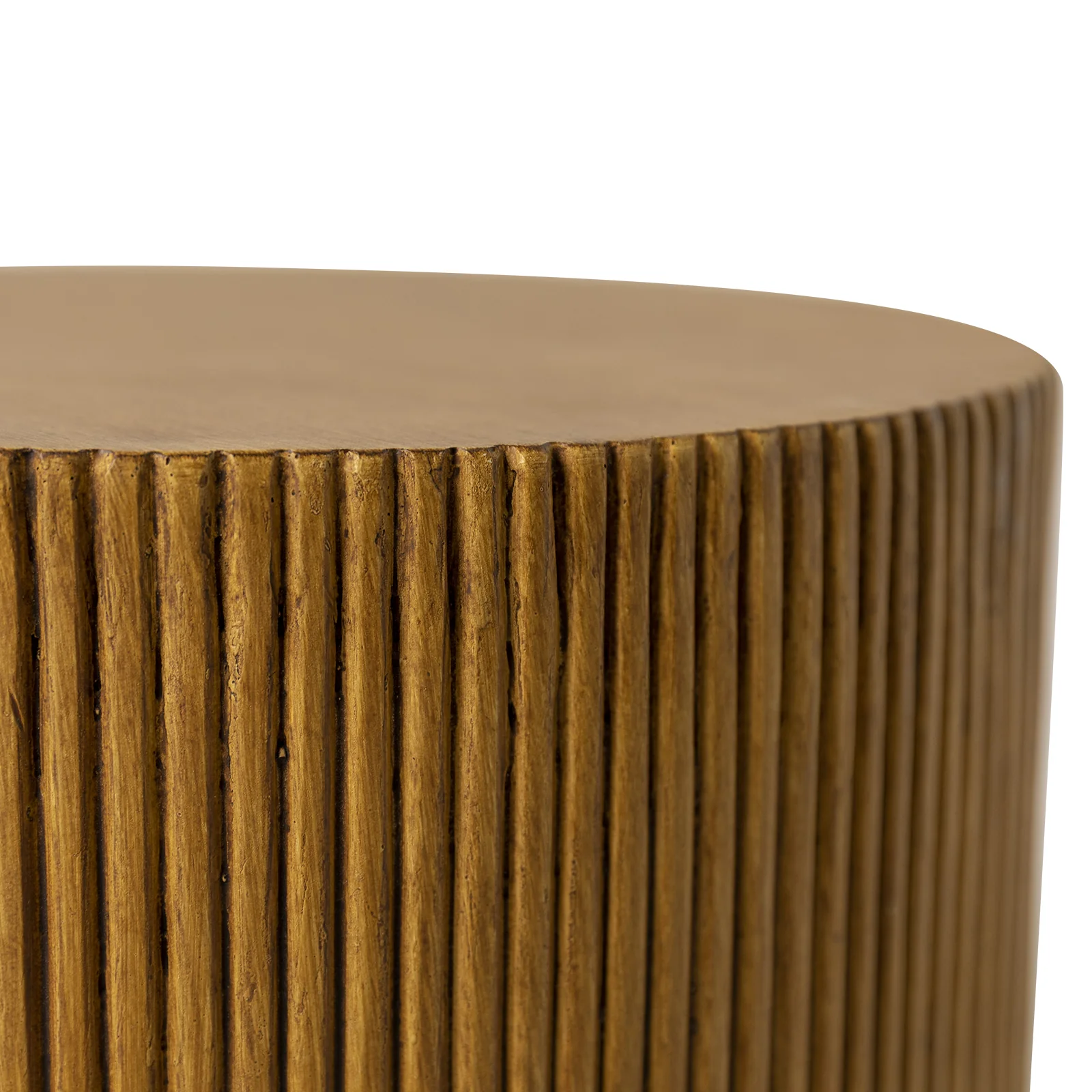 Eden Collection Fiberglass Outdoor Side Table in Wood Brown